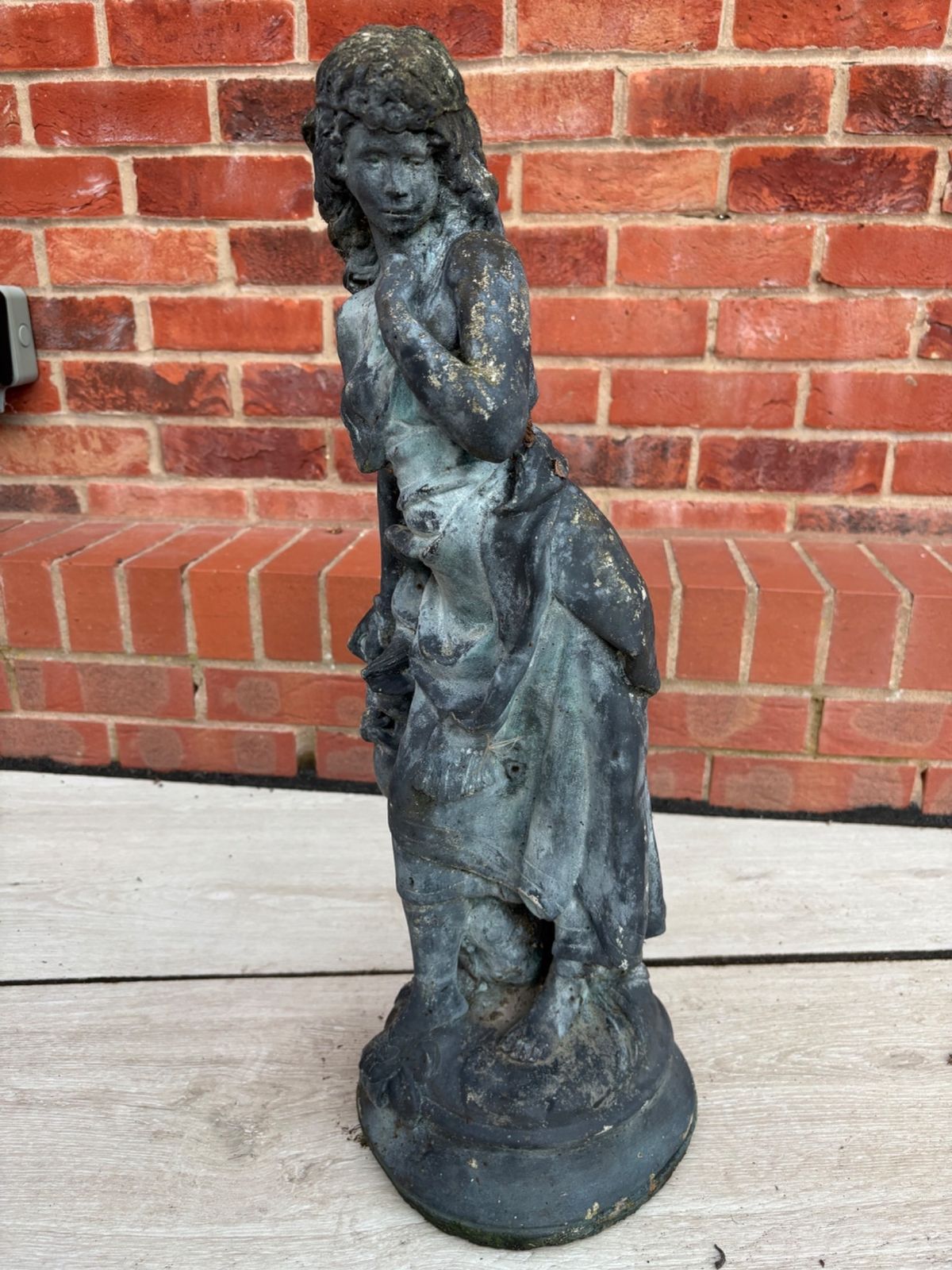 Classical Cast Stone Garden Statue – Water Carrier Maiden, C. Mid 20th Century photo furniture