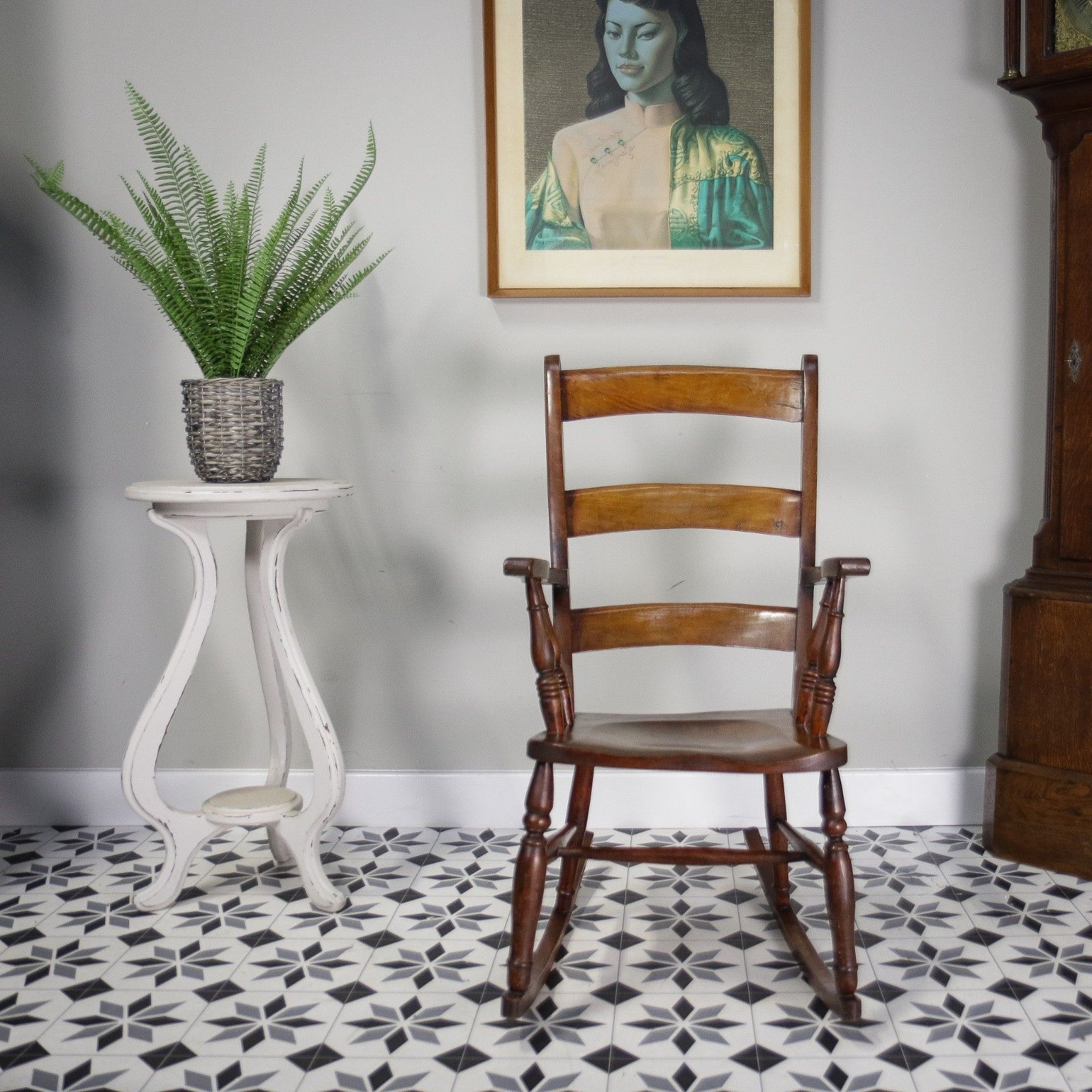 Victorian Ladder Back Or Oxford Bar Back Rocking Chair In Elm And Ash photo Furniture