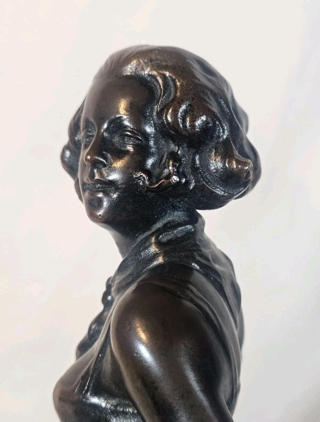 An Art Deco Josef Lorenzl Bronze Sculpture Of A Young Woman, Signed photo vintage