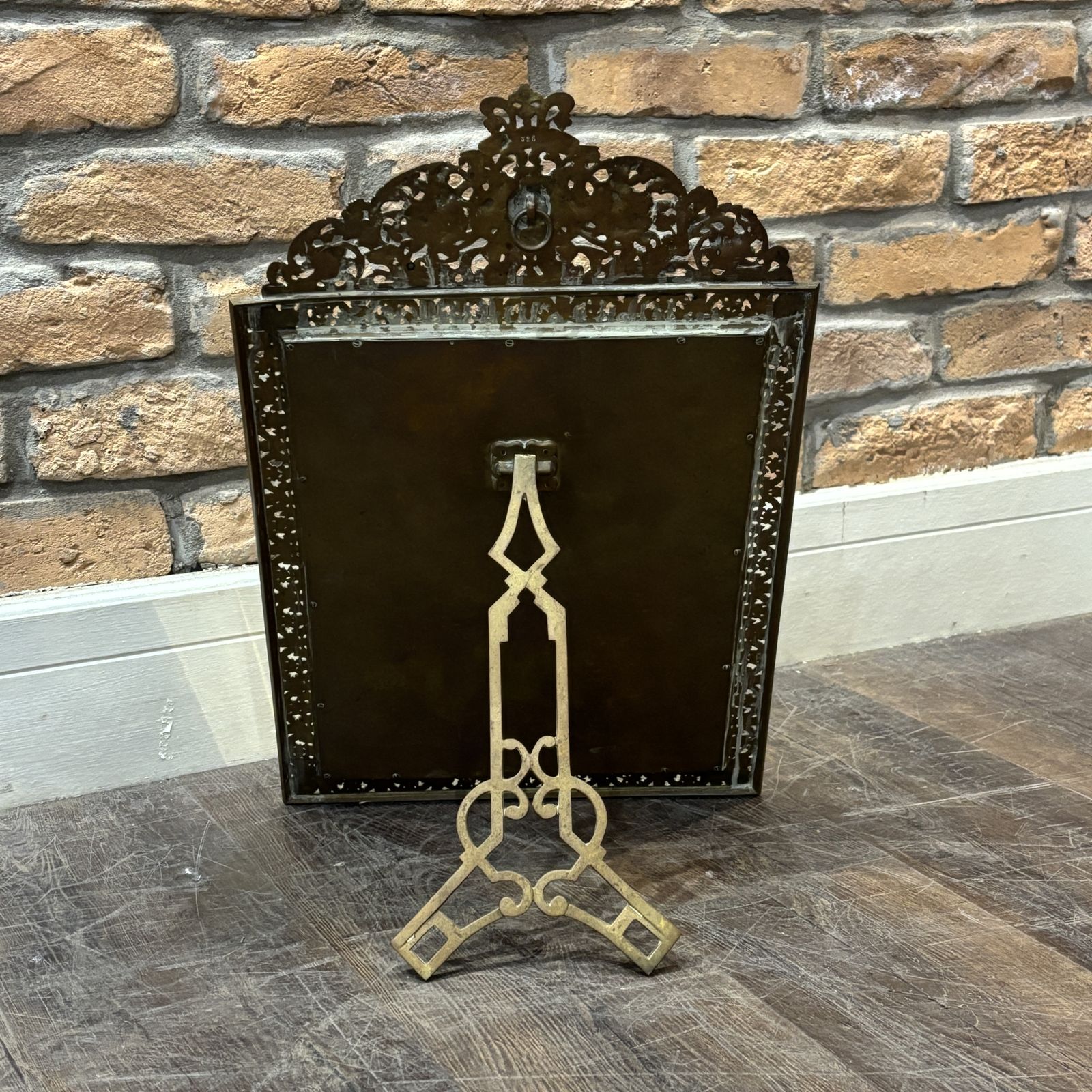 Late 19th Century French Brass Table Mirror With Bevelled Glass photo for sale