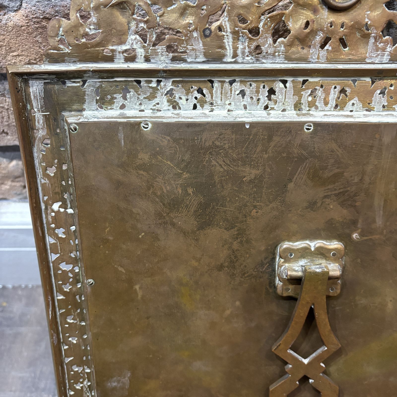 Late 19th Century French Brass Table Mirror With Bevelled Glass photo vintage