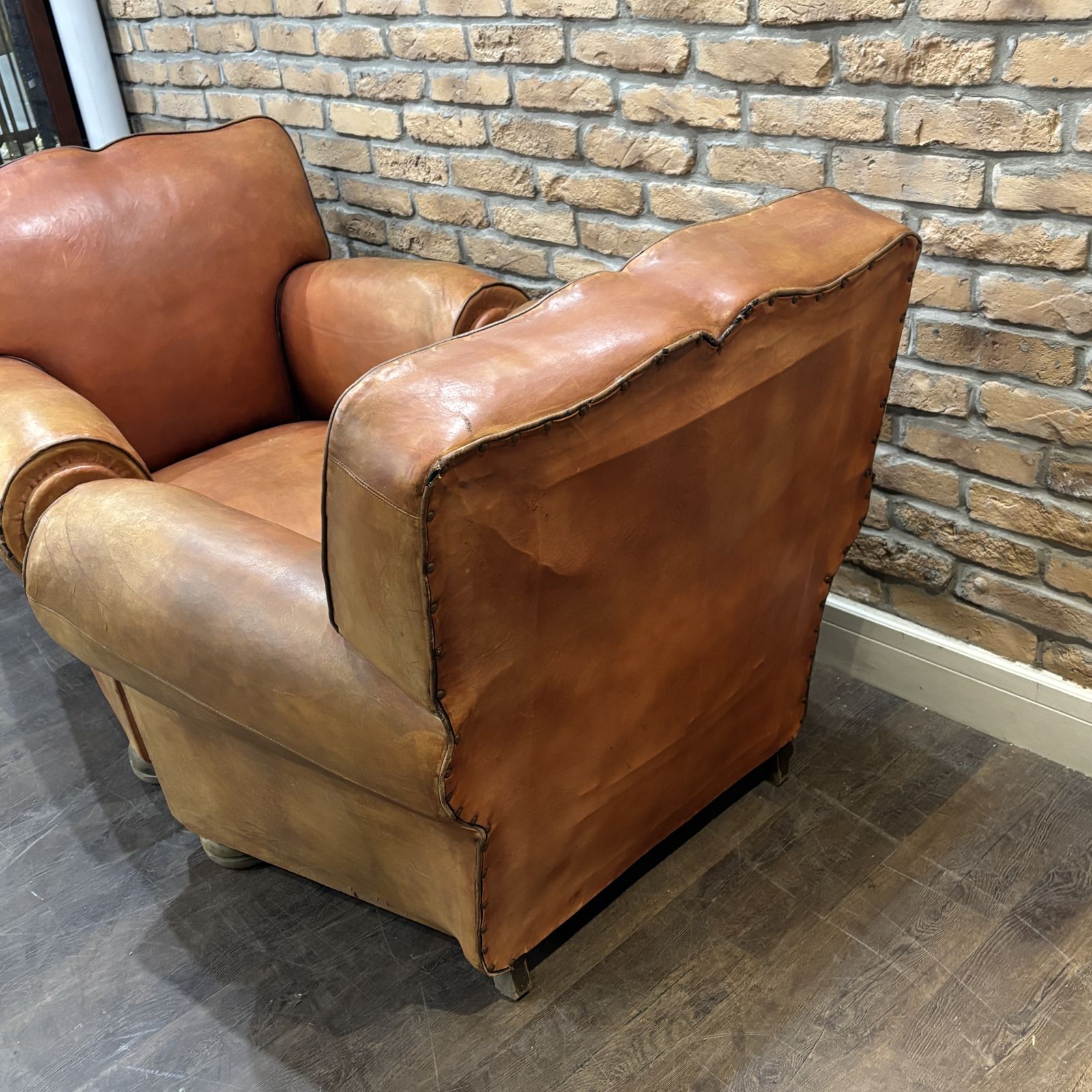 Pair Of Vintage French Leather Club Chairs photo Furniture
