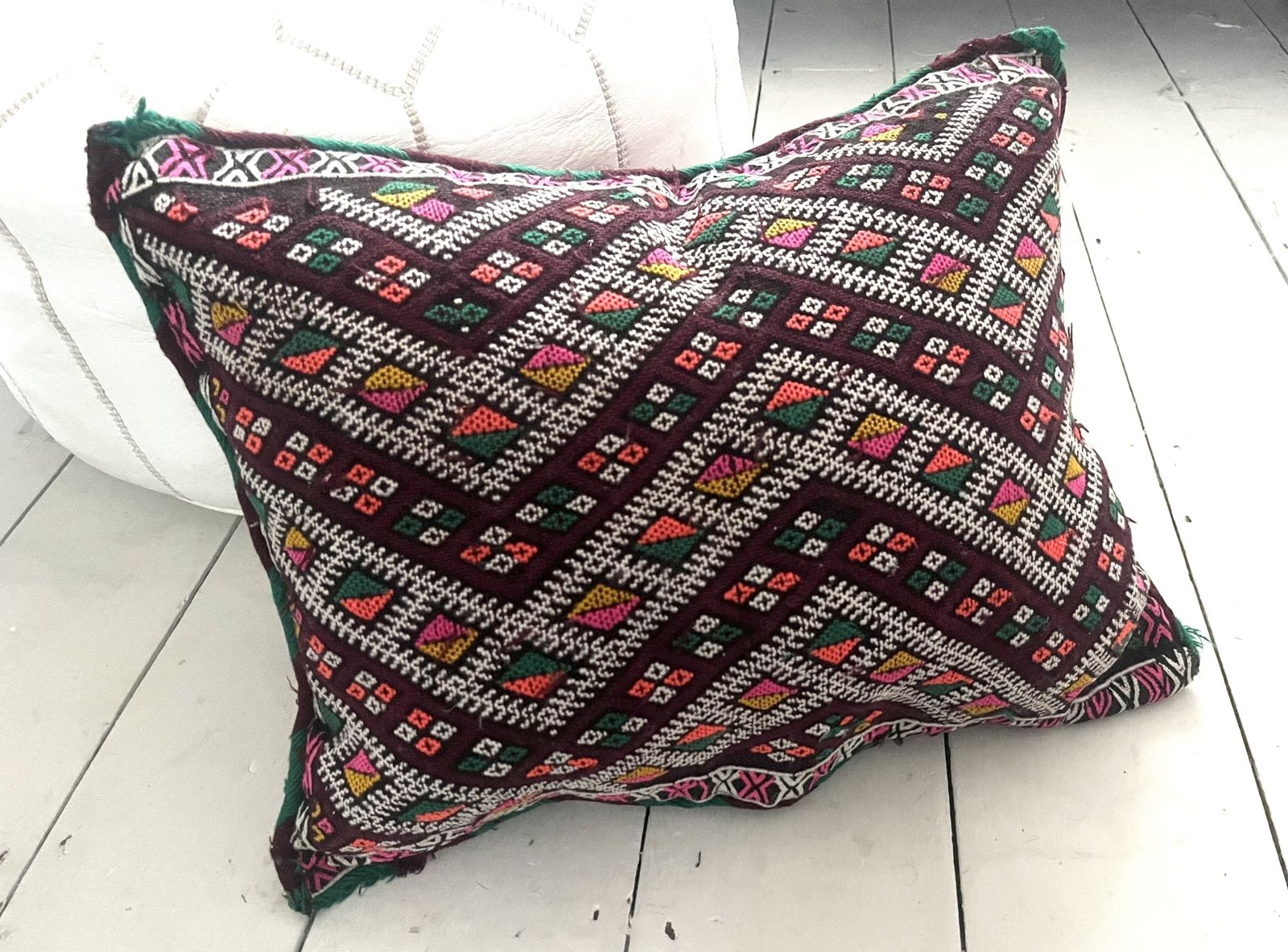 Vintage Moroccan Berber Pillow 39 Cm X 49 Cm Hand Woven  Cushion Cover Kilim photo for sale