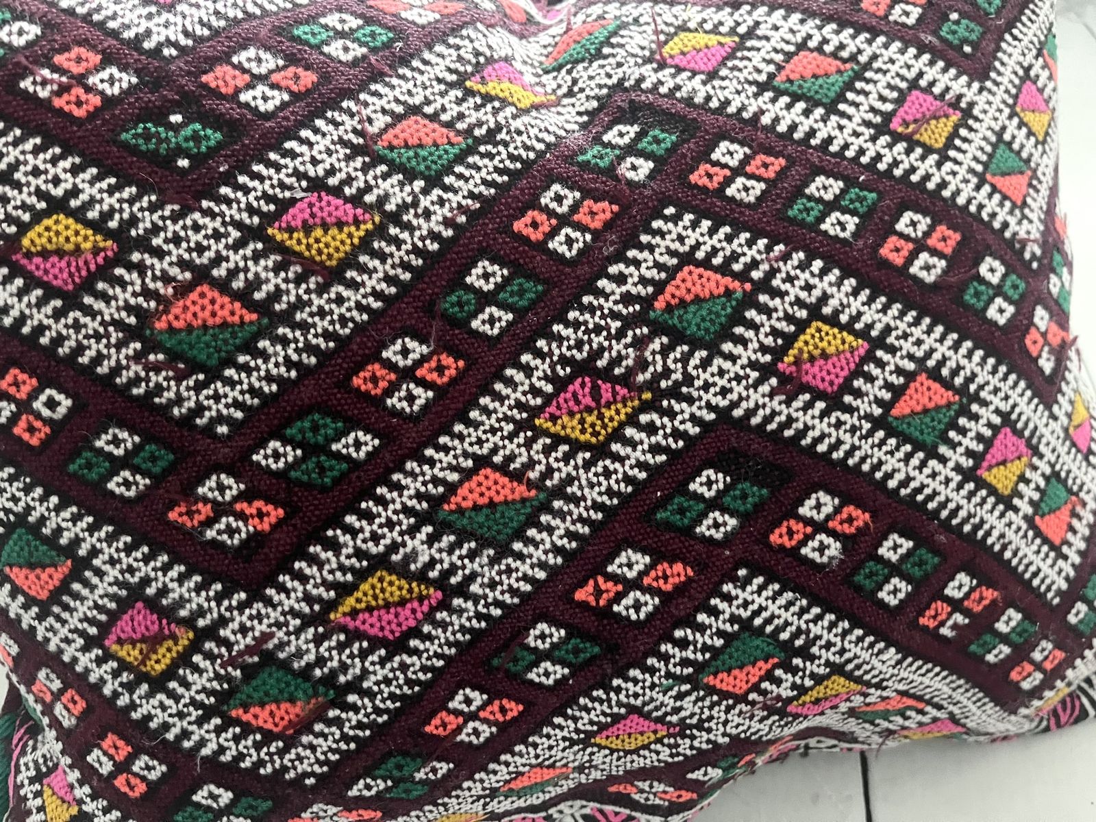 Vintage Moroccan Berber Pillow 39 Cm X 49 Cm Hand Woven  Cushion Cover Kilim photo Textiles