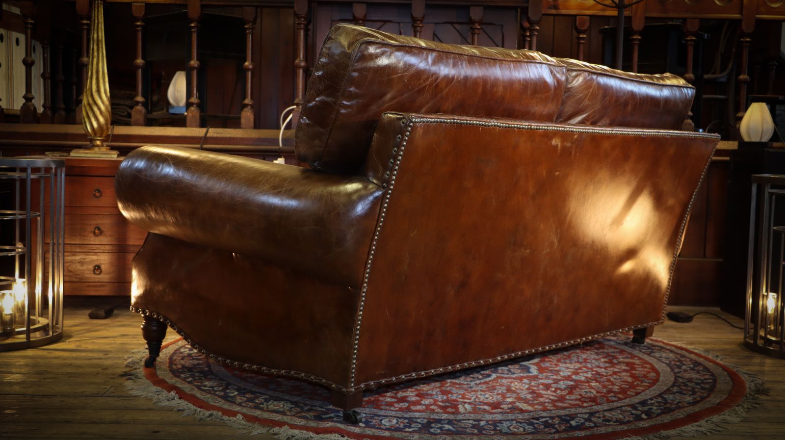 photo furniture Stunning Timothy Oulton Balmoral Sofa With Leather Armchair Set Antique Whisky