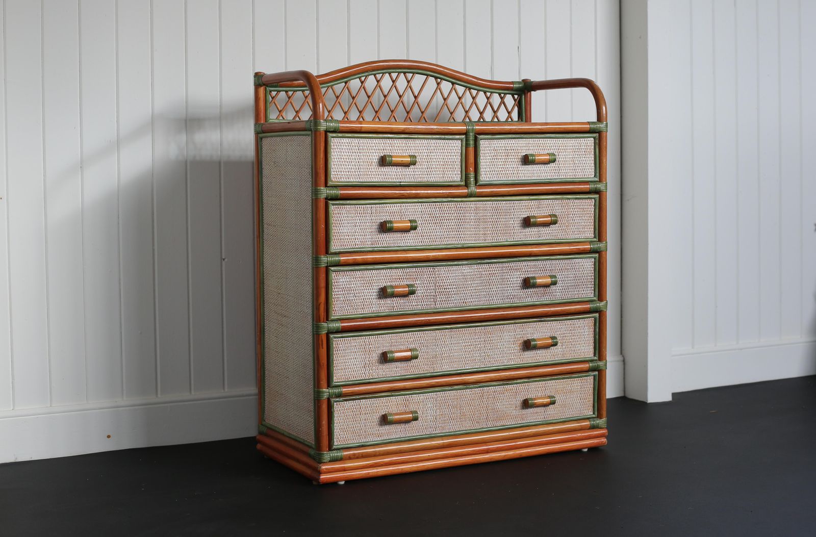 photo for sale Dal Vera Chest Of Drawers Bamboo And Rattan 1970s