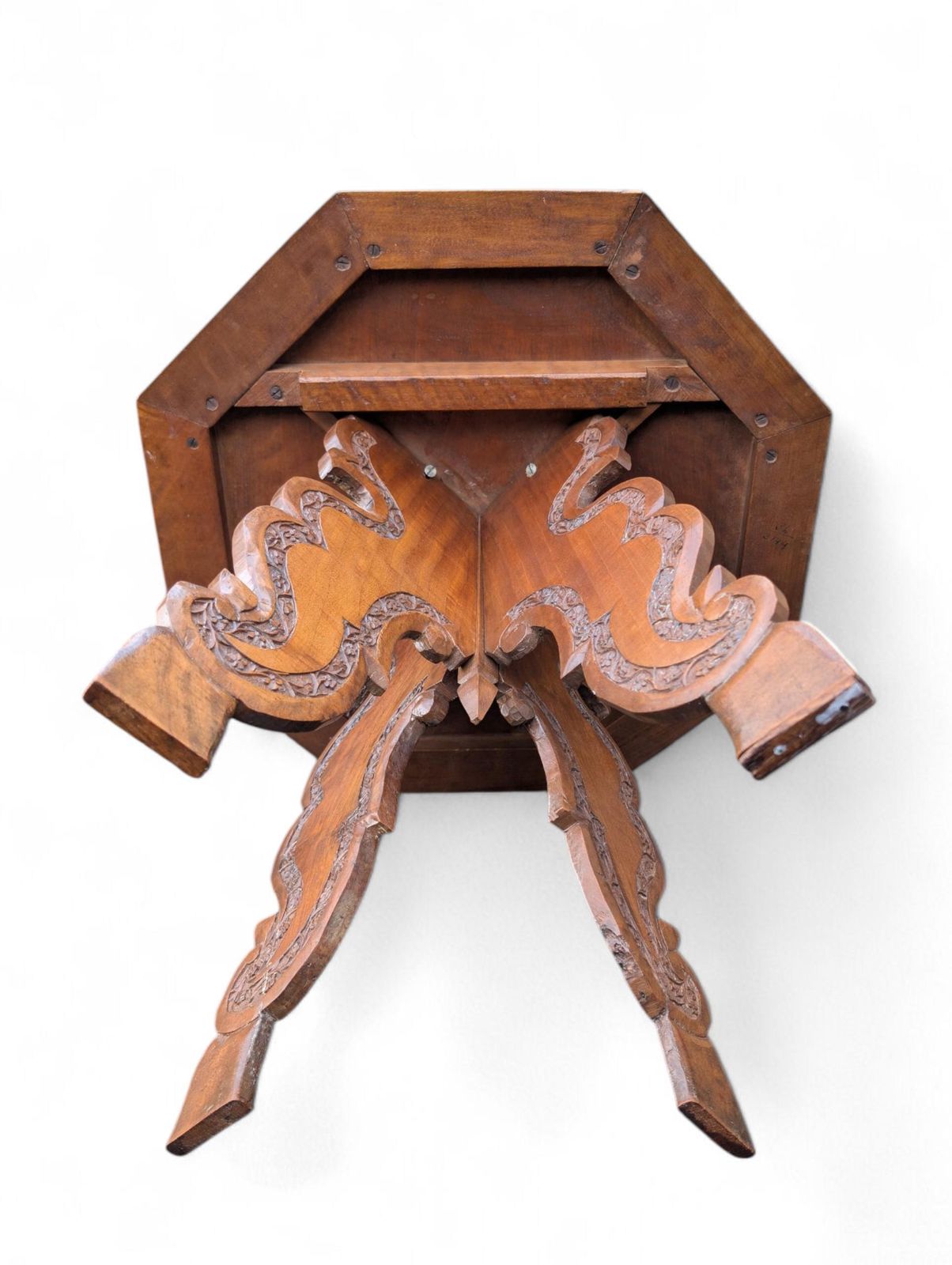 photo for sale Anglo Indian Carved Side Table In Sheesham Wood With Octagonal Top
