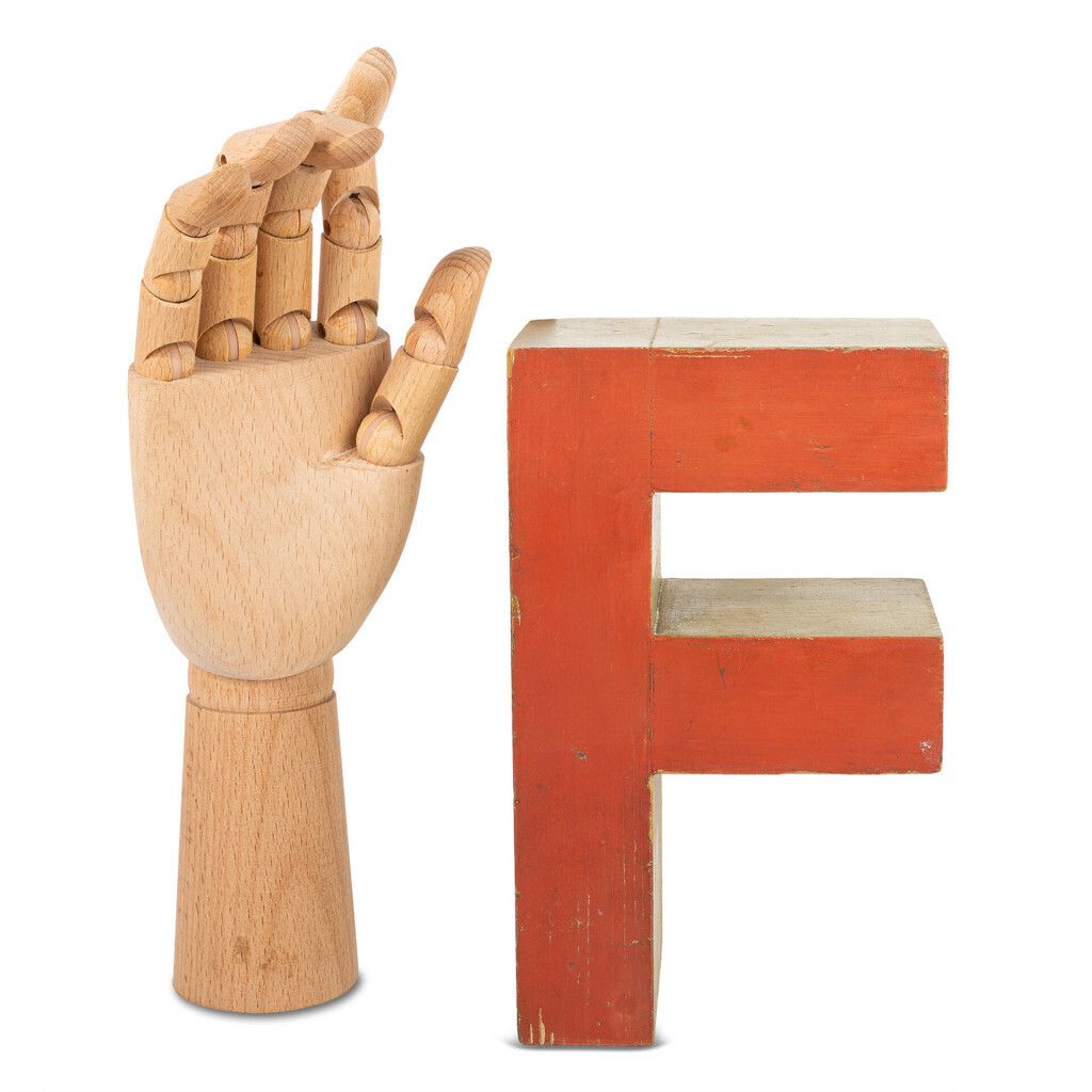 Wooden Letter "F", 1990s, Vintage photo furniture