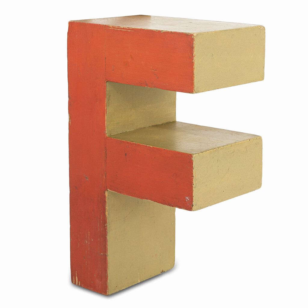 Wooden Letter "F", 1990s, Vintage photo for sale