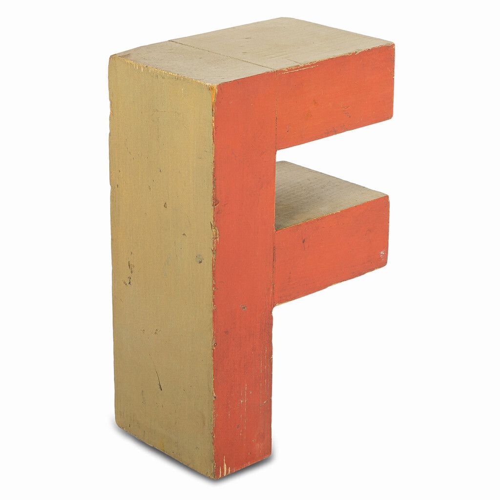 Wooden Letter "F", 1990s, Vintage photo Home Decor