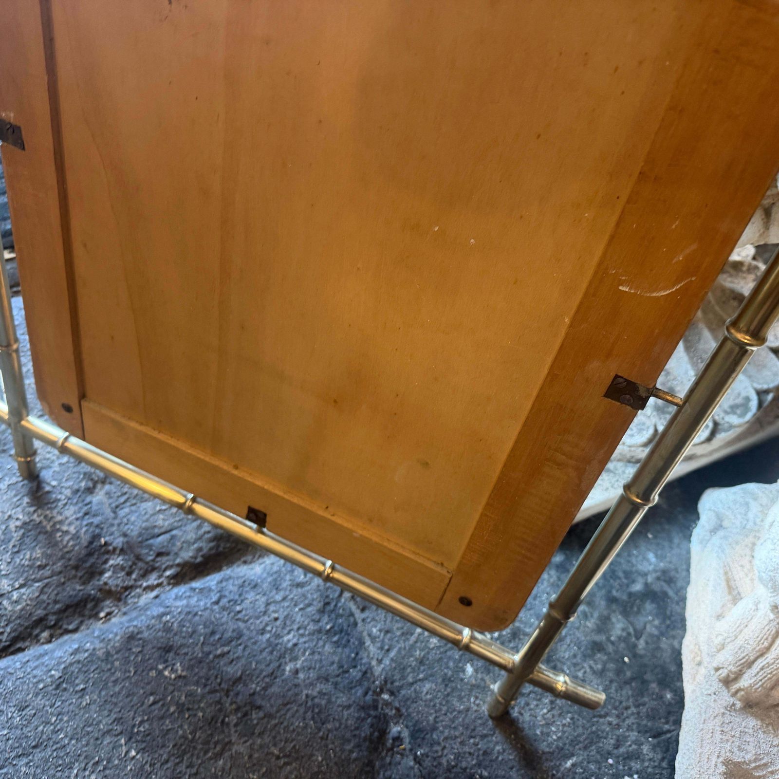 1960s Mid Century Modern Bamboo Shaped Brass Italian Wall Mirror photo buy