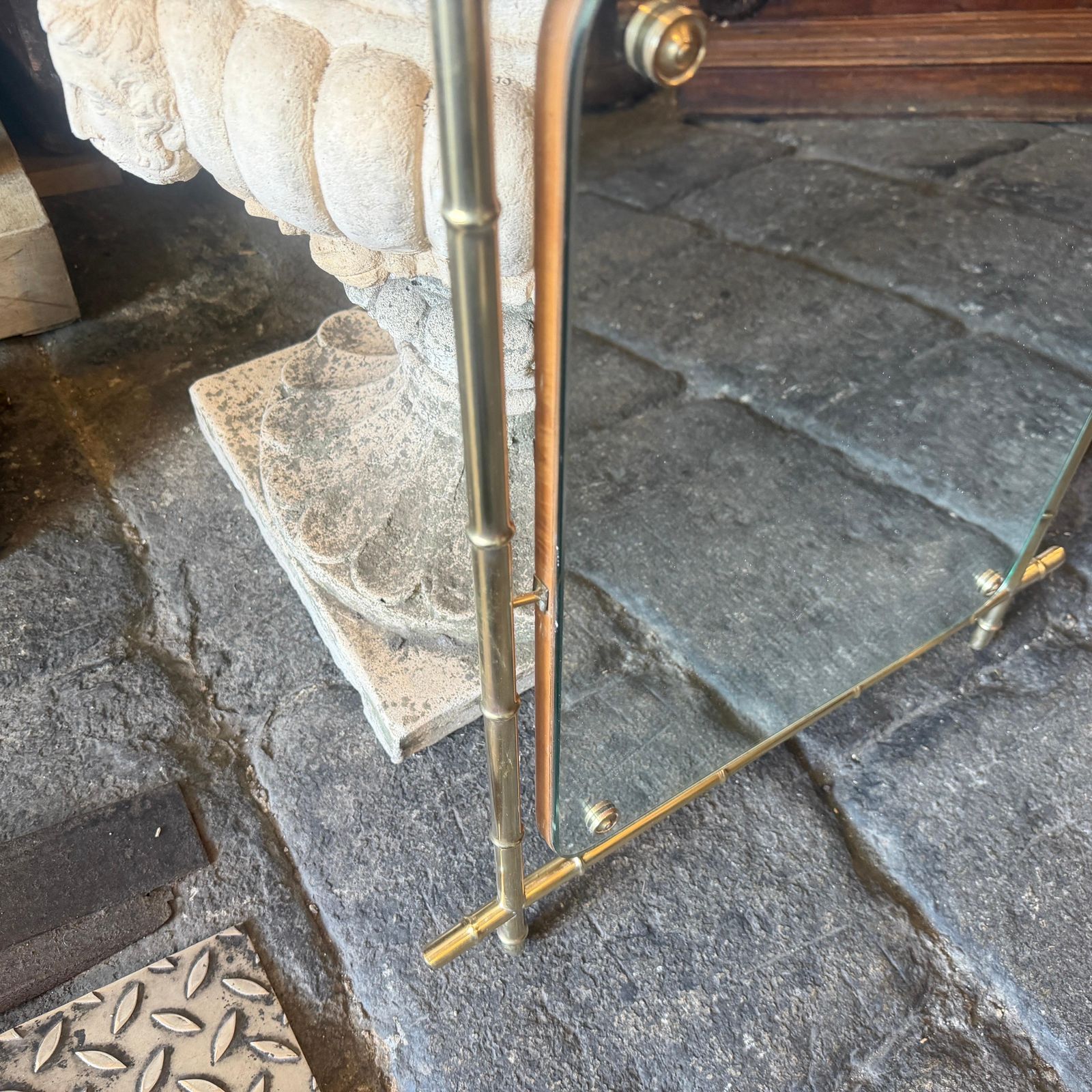 photo buy 1960s Mid Century Modern Bamboo Shaped Brass Italian Wall Mirror