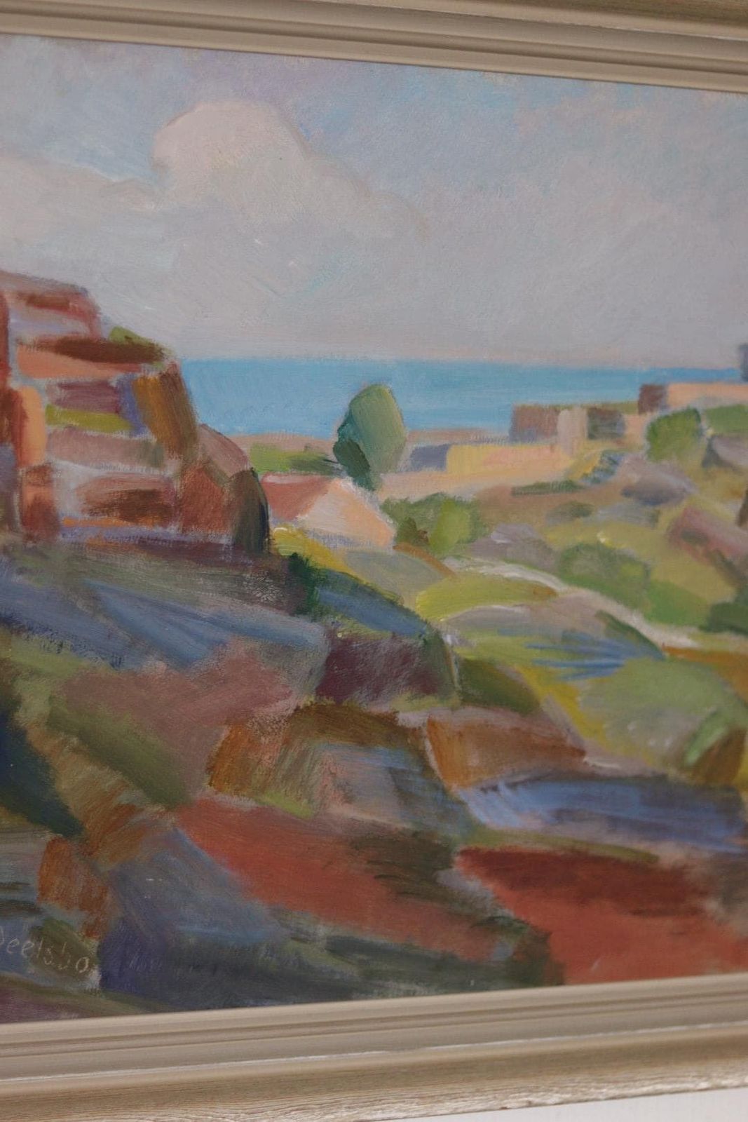 photo vinterior Original Swedish Oil On Panel – “Coastal Landscape” By Carl Deelsbo (1908–1982) – Vintage & Framed – 45.5 × 53.5 Cm (17.9" × 21.1")