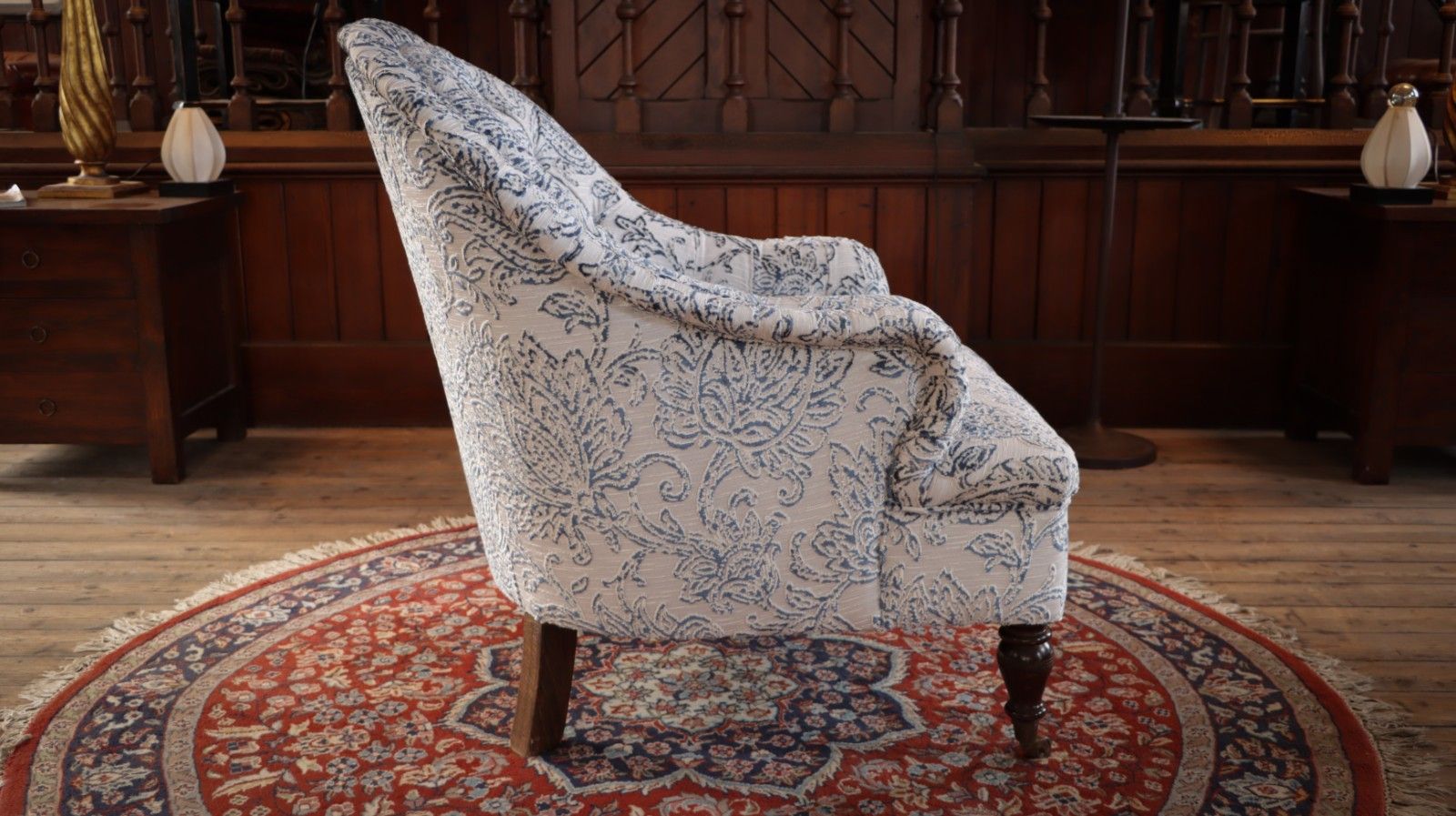 George Smith Markham Armchair White Blue Linen Chenille Jp Baker Paisley Del 🚚 photo furniture
