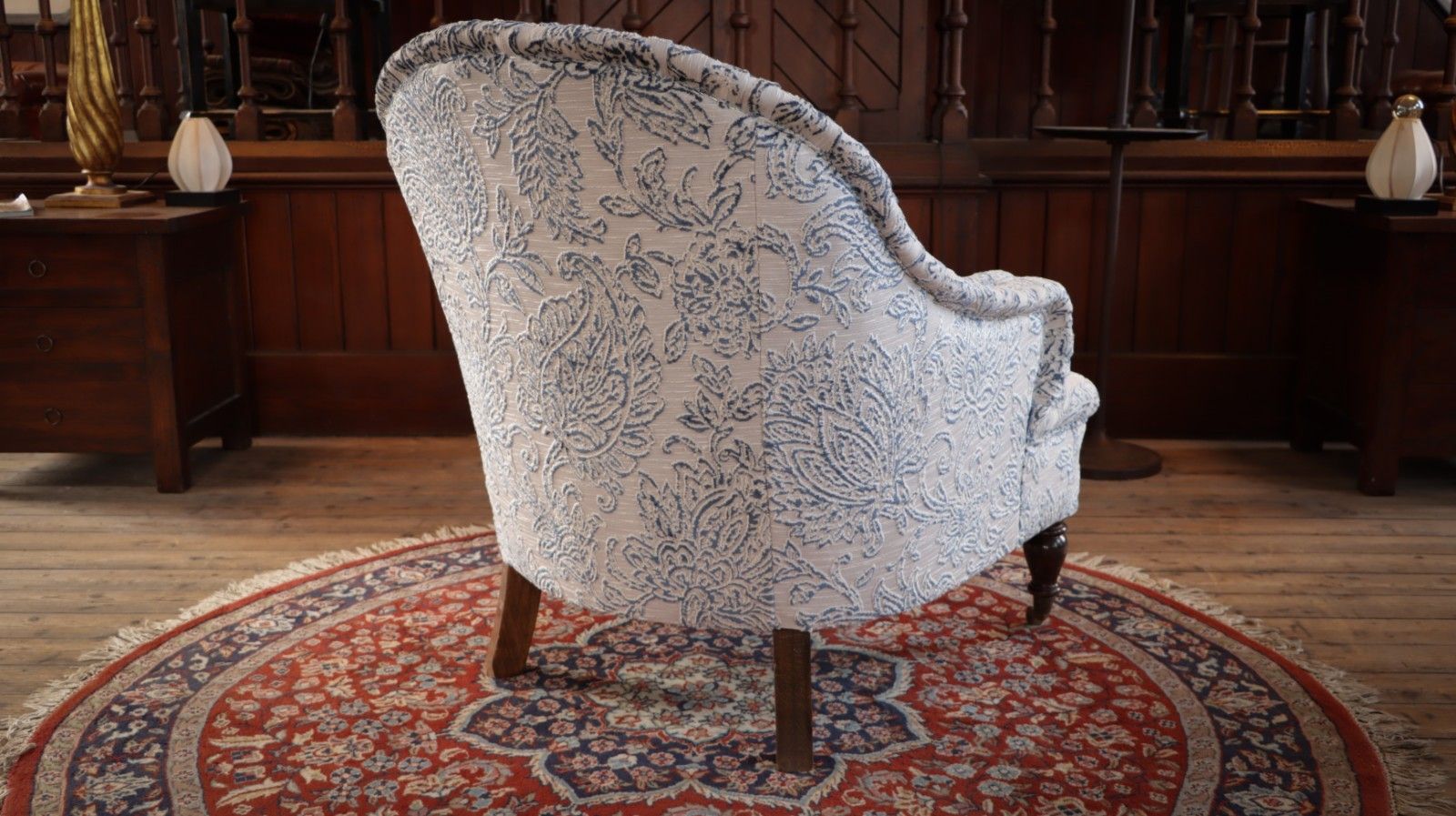 George Smith Markham Armchair White Blue Linen Chenille Jp Baker Paisley Del 🚚 photo for sale