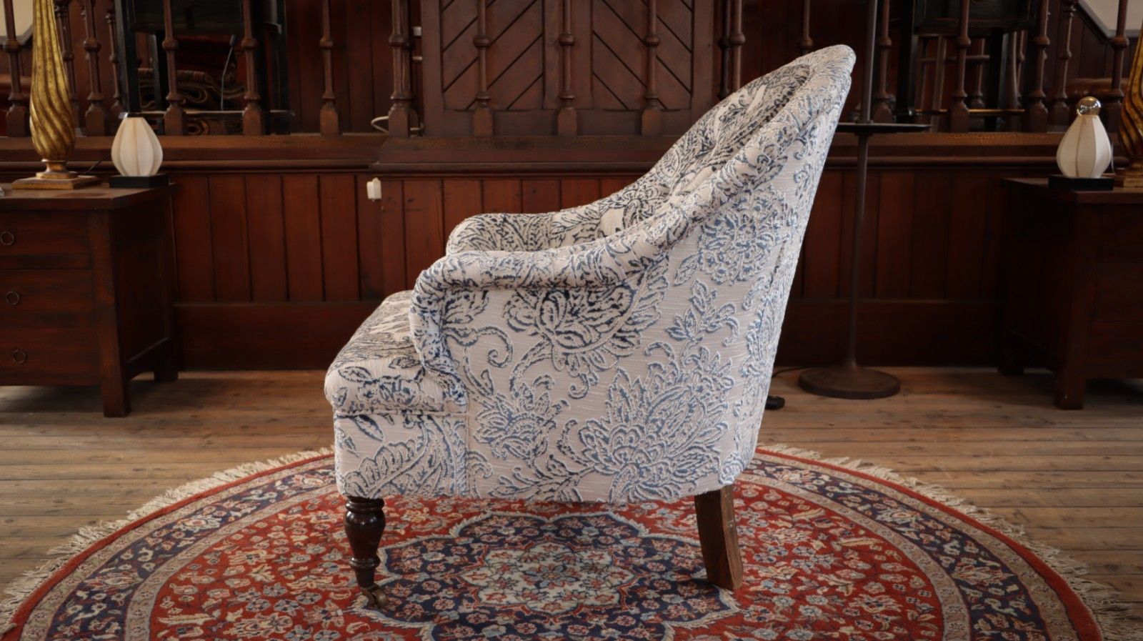 George Smith Markham Armchair White Blue Linen Chenille Jp Baker Paisley Del 🚚 photo vinterior