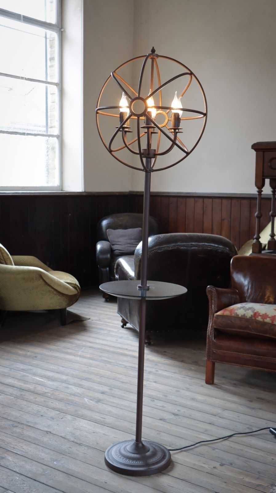 Stunning Timothy Oulton Gyro Floor Lamp With Dumb Waiter Shelf Antique Rust 🚚🚚 photo 1250.0