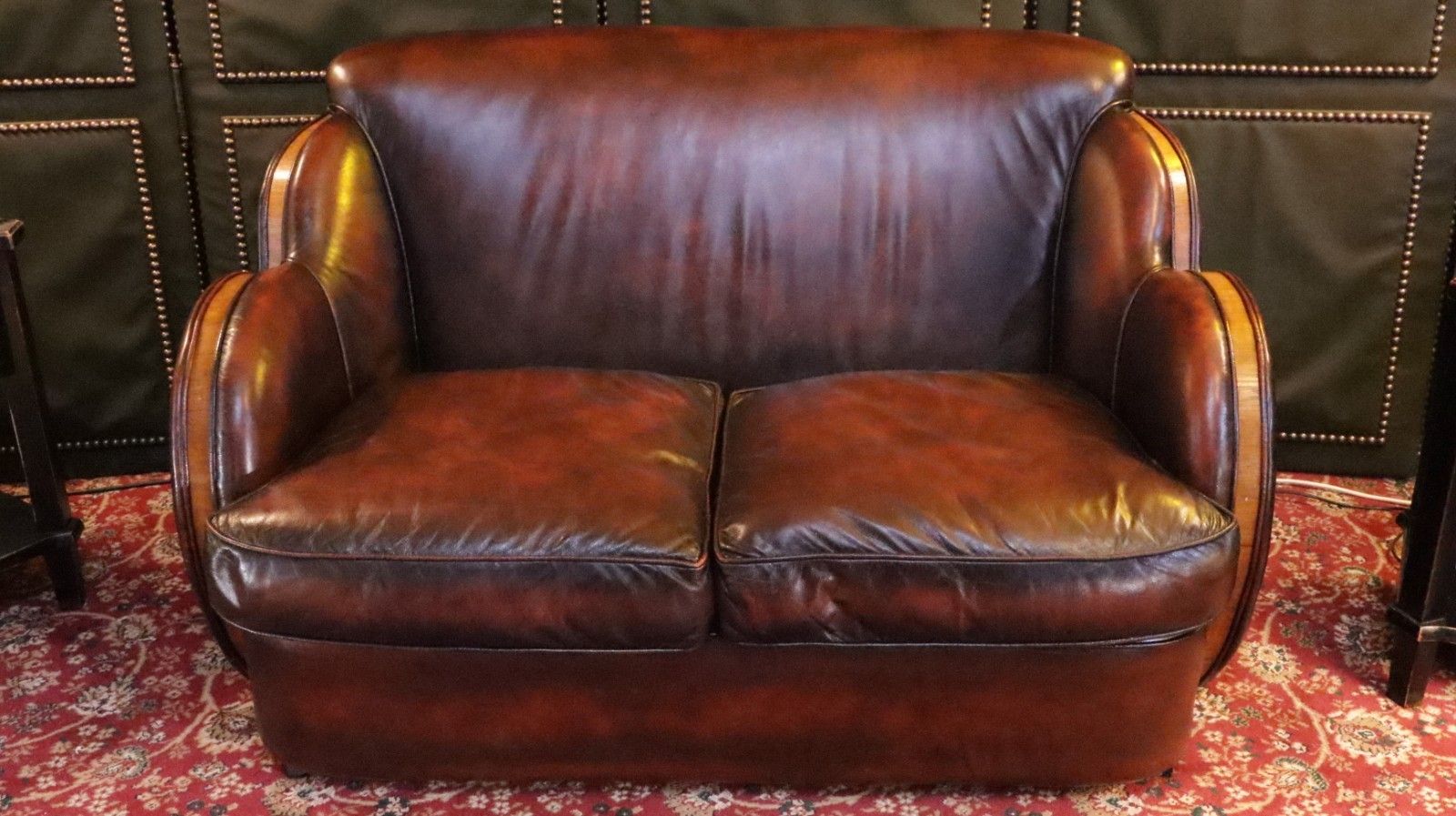Superb Harry And Lou Epstein Cloud Leather 2 Seater Club Sofa Mahogany Tan Del🚚 photo Furniture