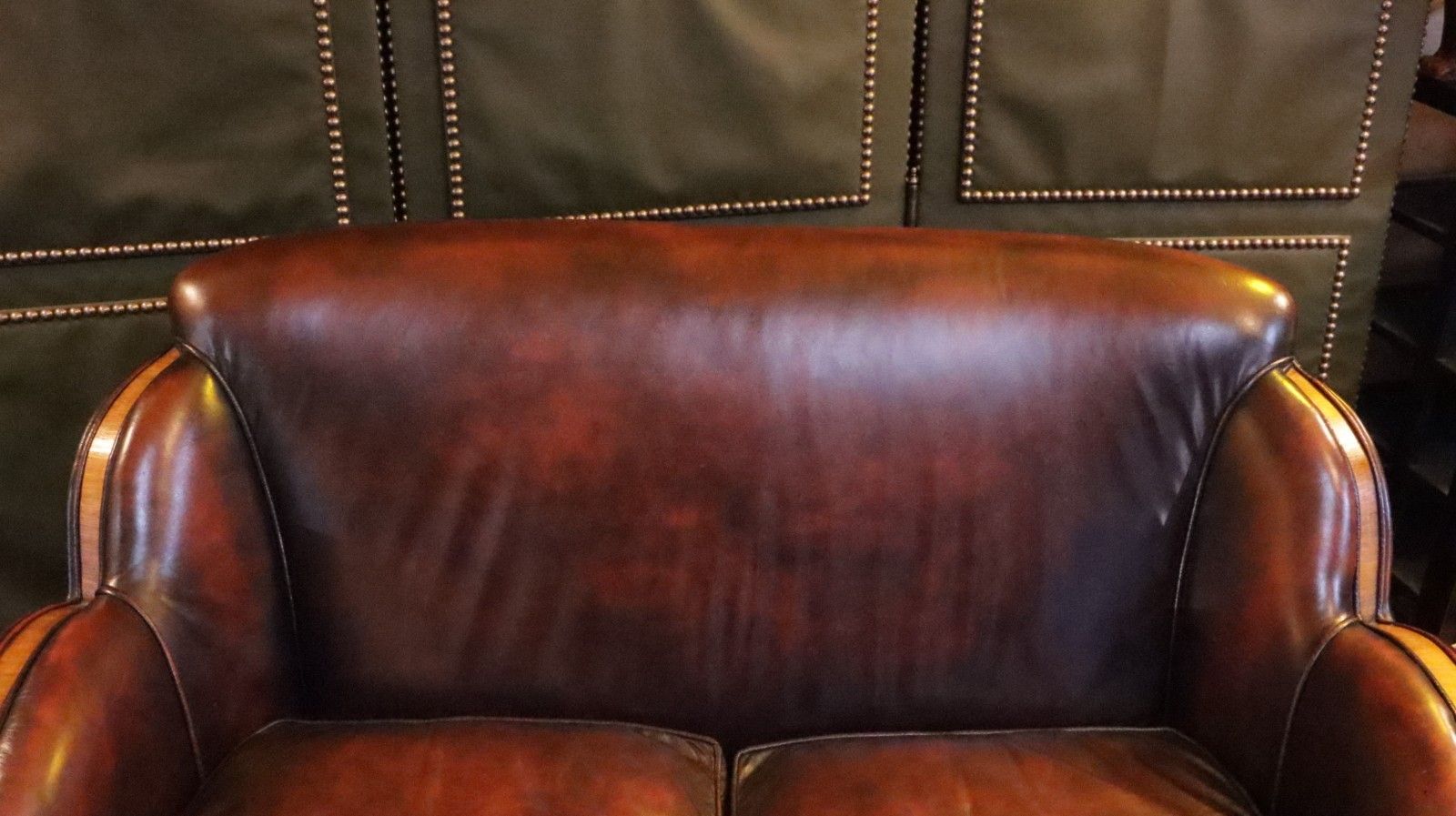 Superb Harry And Lou Epstein Cloud Leather 2 Seater Club Sofa Mahogany Tan Del🚚 photo vintage