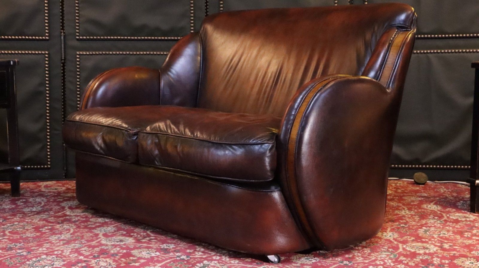 4000.0 Superb Harry And Lou Epstein Cloud Leather 2 Seater Club Sofa Mahogany Tan Del🚚 photo