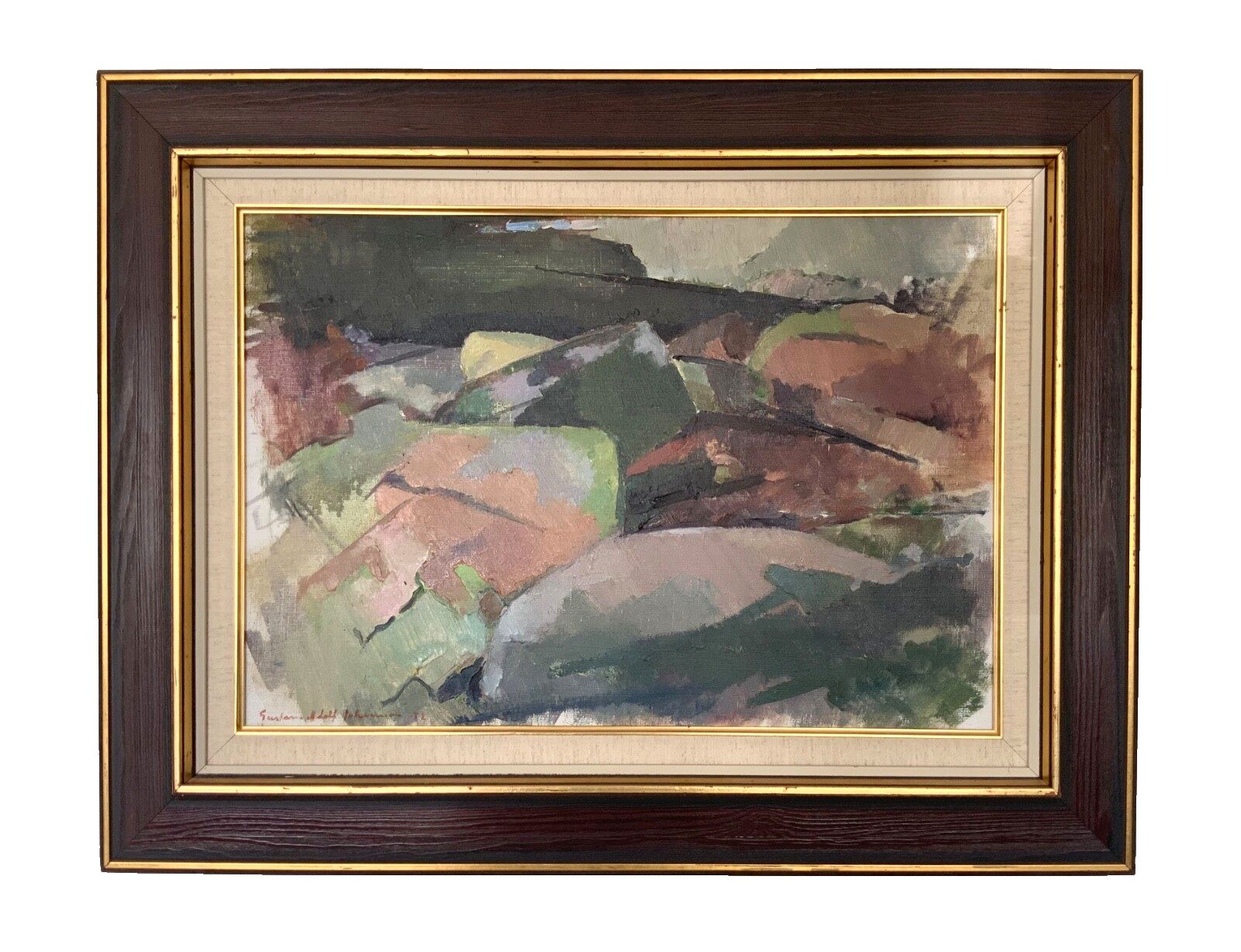 Vintage Oil On Canvas Signed Modernist Gustav Adolf Johansson Mid20th Century photo furniture