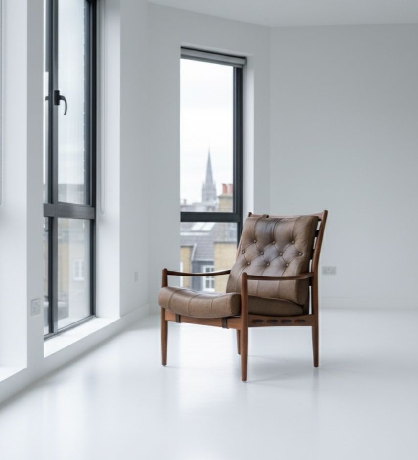 Vintage Leather Armchair “Läckö High” Ingemar Thillmark , Ope Möbler, 1965s