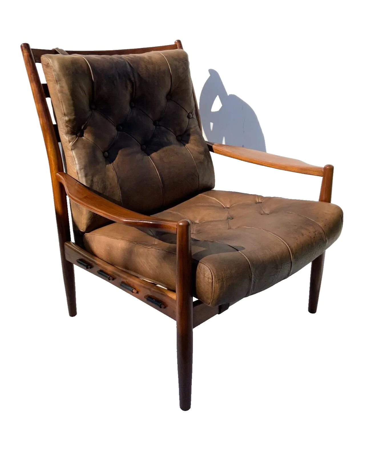 Vintage Leather Armchair “Läckö High” Ingemar Thillmark , Ope Möbler, 1965s photo for sale