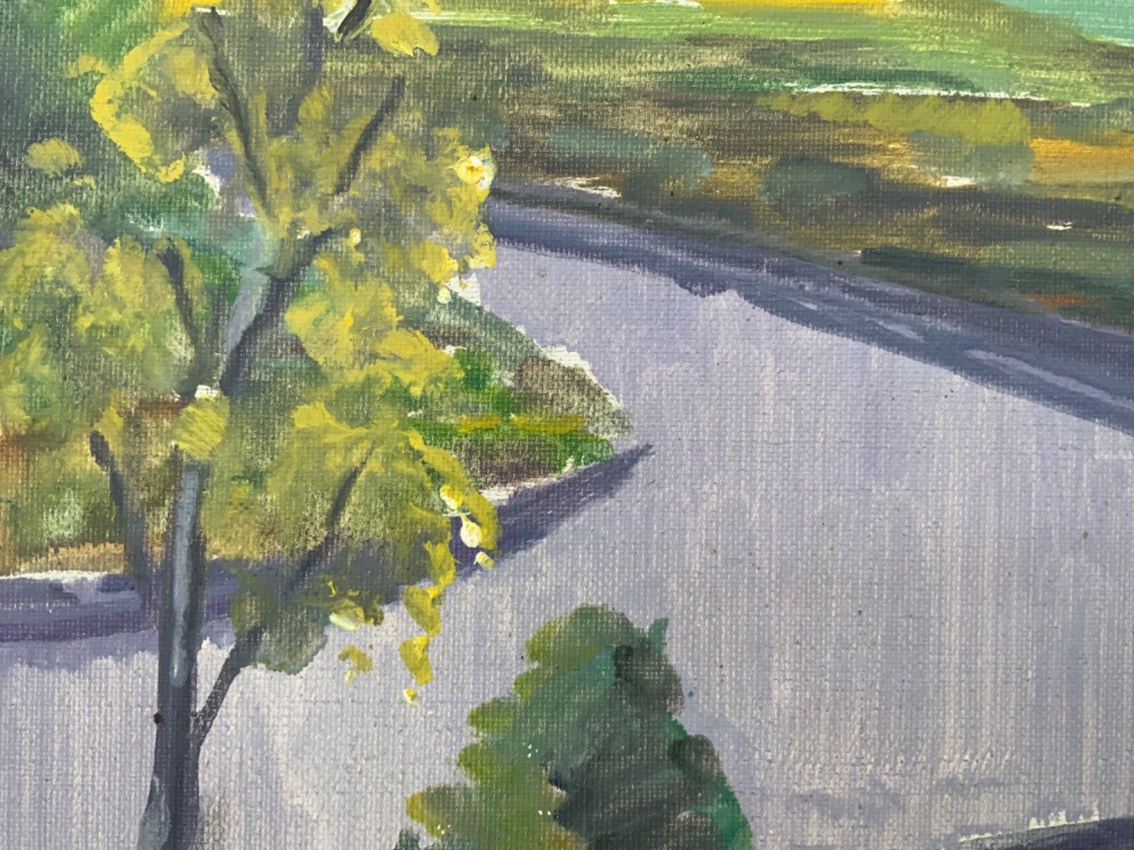 Mid 20th Century Impressionistic Landscape Oil Painting, Signed, Framed 1960s photo buy