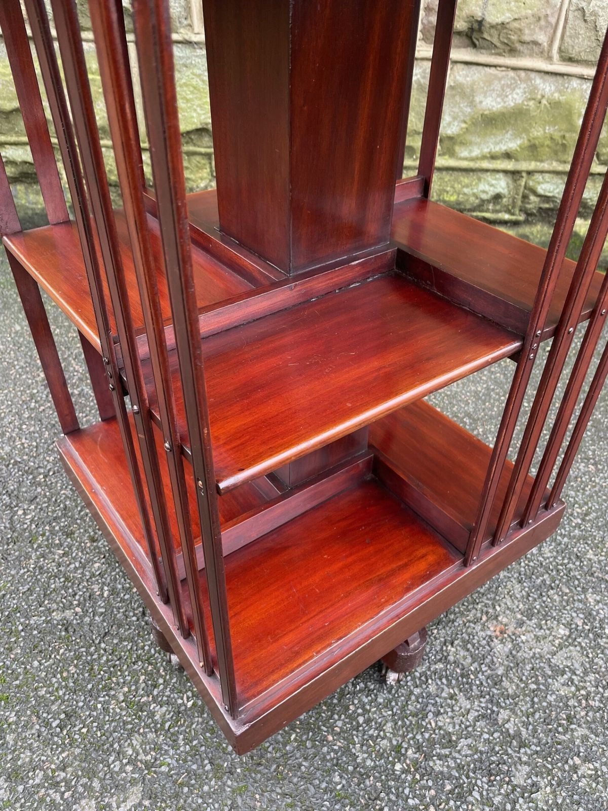 Antique Inlaid Mahogany Revolving Library Bookcase photo buy