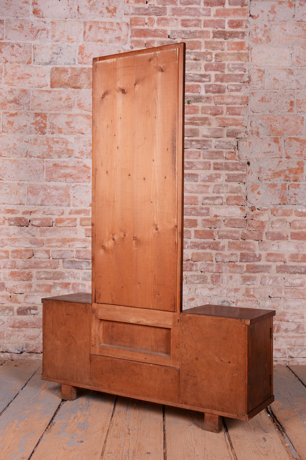 Furniture Restored Art Deco Dressing Table, Walnut, Beveled Mirrored Glass, Czech, 1930s photo
