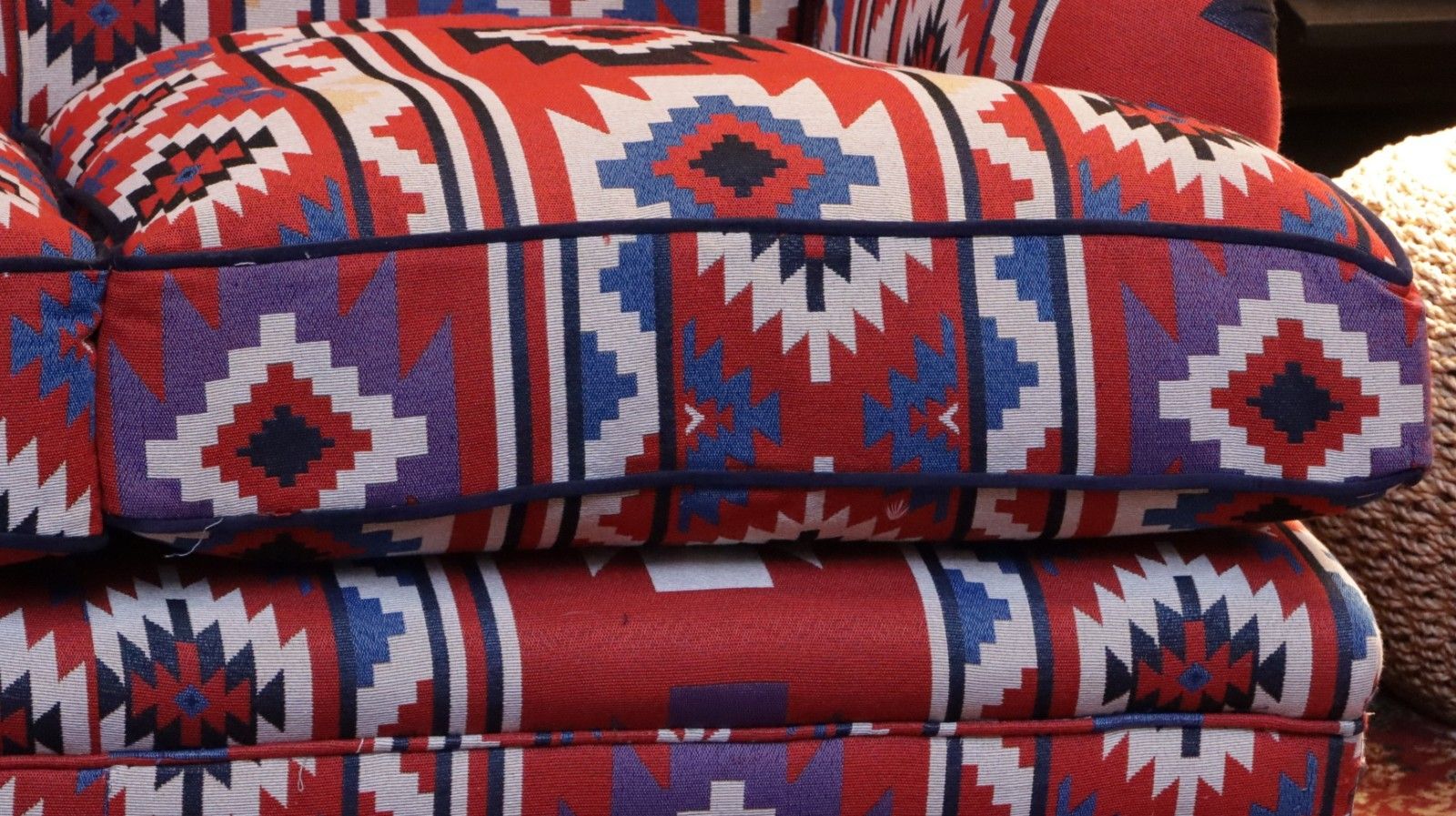 Super George Smith Style Signature Sofa 3 Seater Kilim Velvet Fabric Blue Red 🚚 photo 4000.0