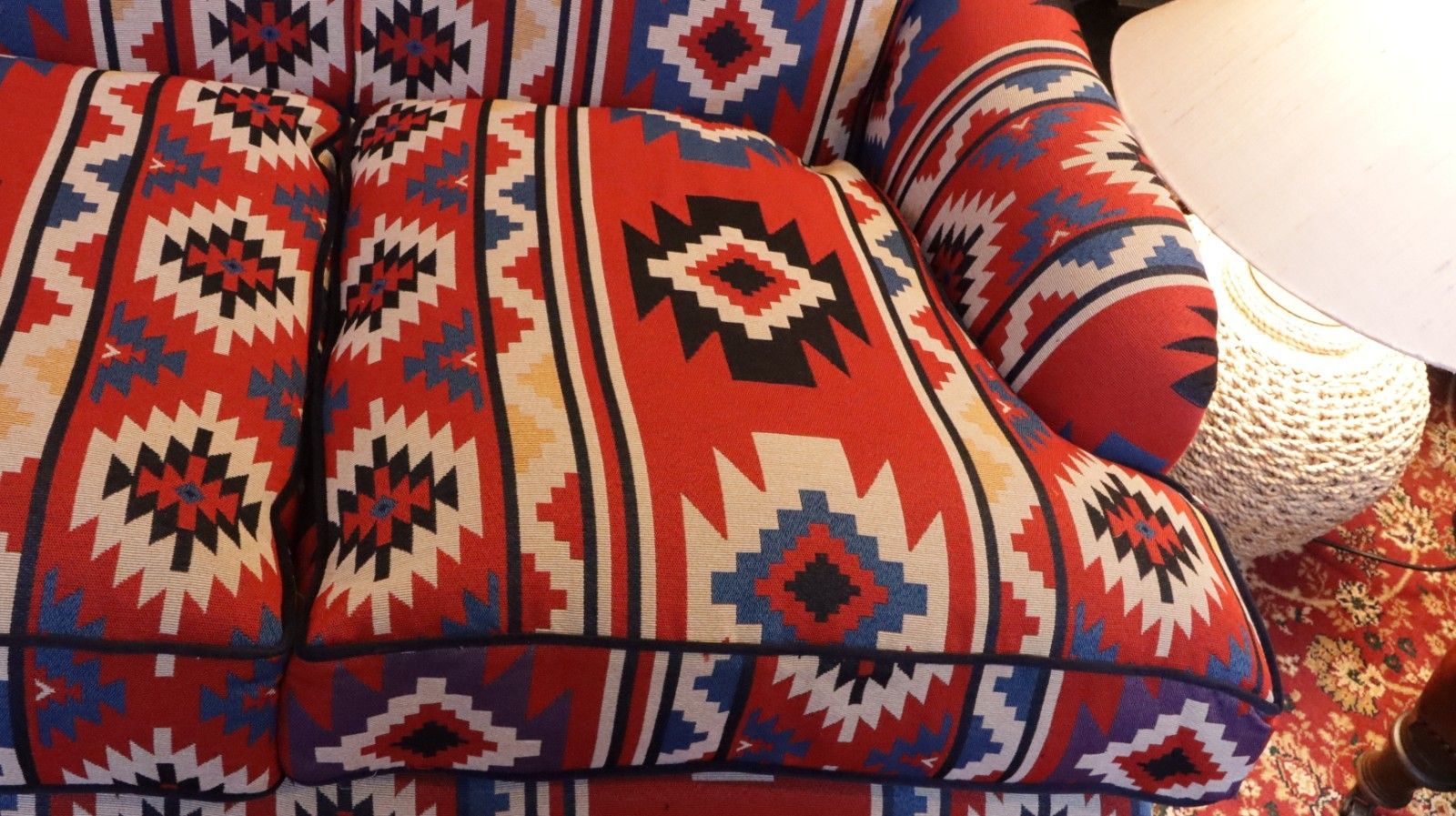 4000.0 Super George Smith Style Signature Sofa 3 Seater Kilim Velvet Fabric Blue Red 🚚 photo