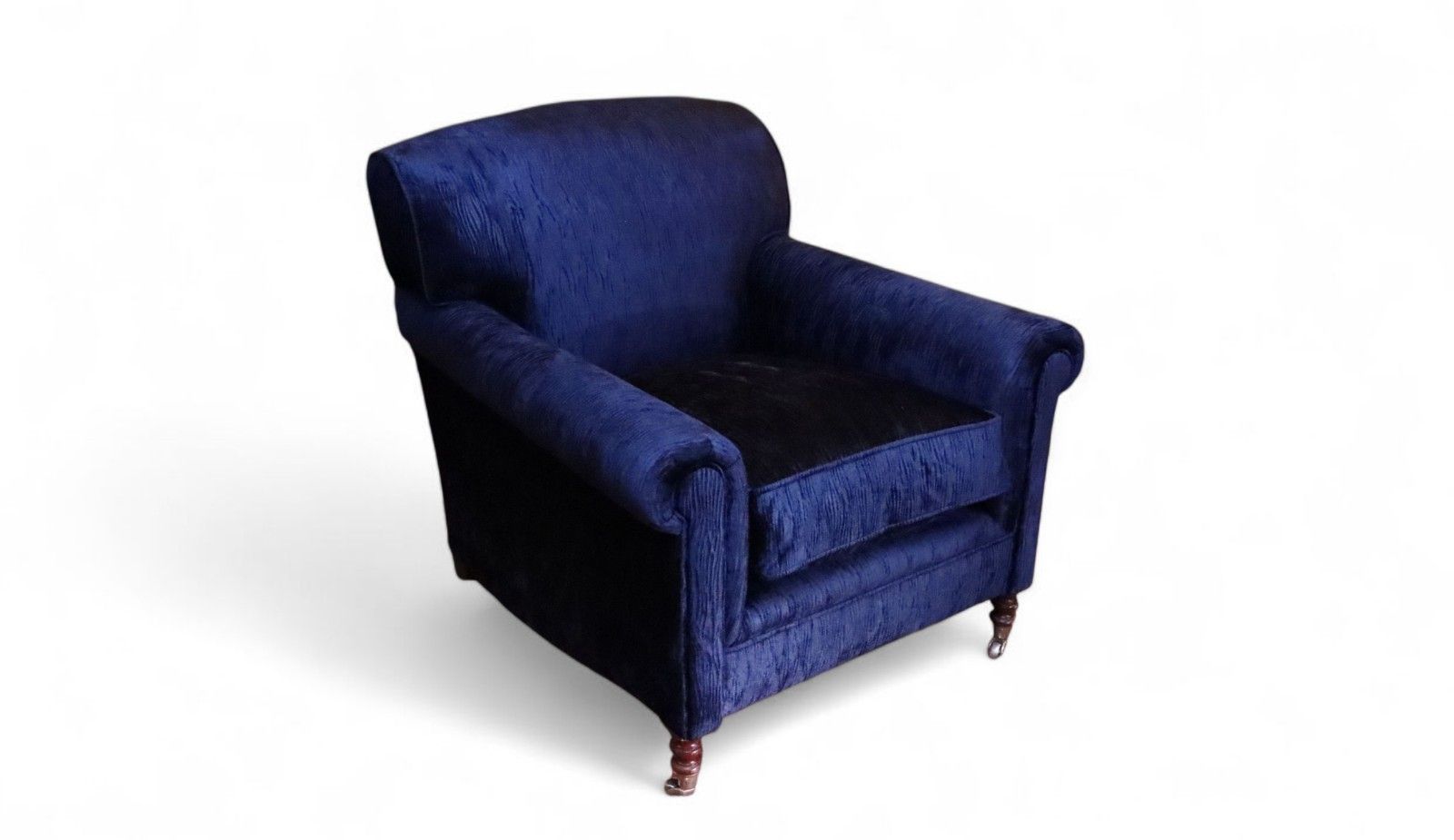 George Smith Full Scroll Arm Signature Armchair Navy Blue Villandry Velvet Del🚚 photo Furniture