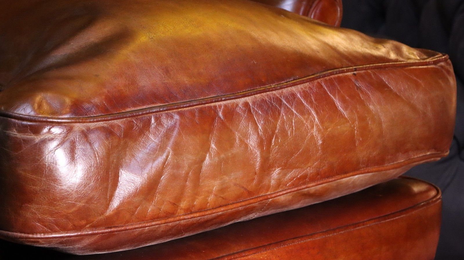 Furniture Superb Antique Leather Wingback Club Library Fireside Armchair Whisky Tan Del 🚚 photo