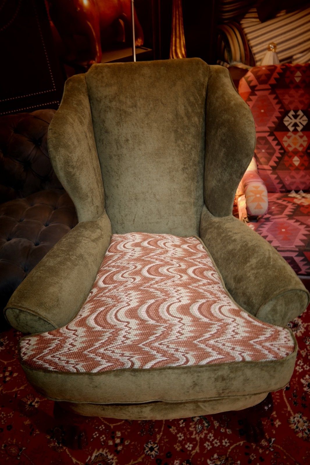 Superb Pair Victorian Style Ball & Claw Feet Wingback Armchairs Nobalis Bargello photo vinterior