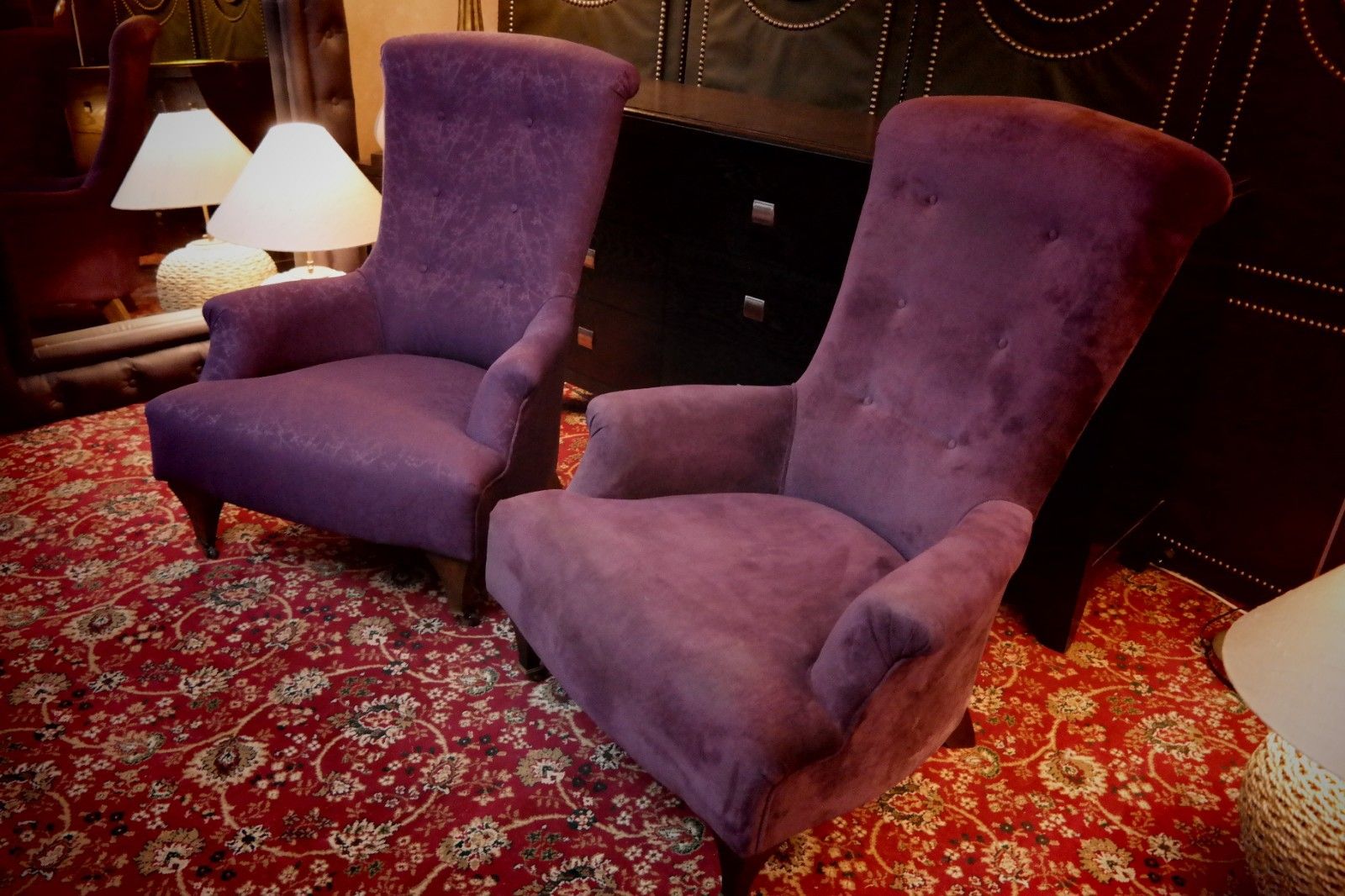Superb Pair John Sankey Hawthorne Armchairs Library Fireside Club Amethyst 🚚🚚 photo furniture