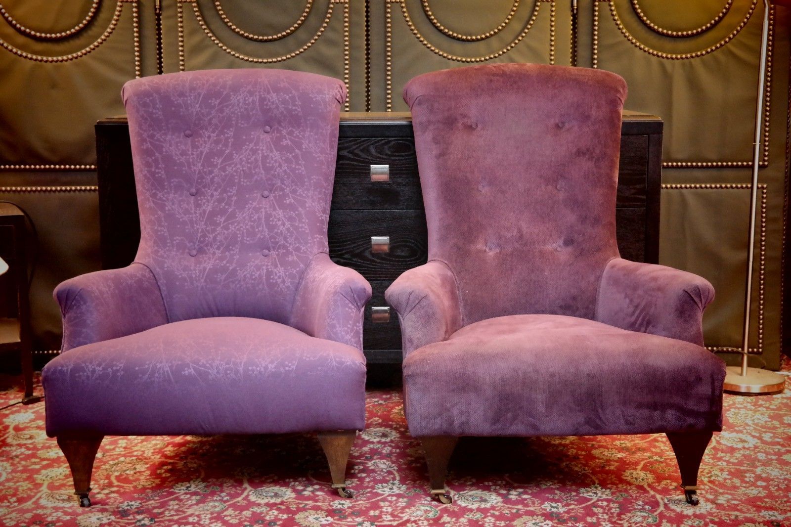 Superb Pair John Sankey Hawthorne Armchairs Library Fireside Club Amethyst 🚚🚚 photo vintage