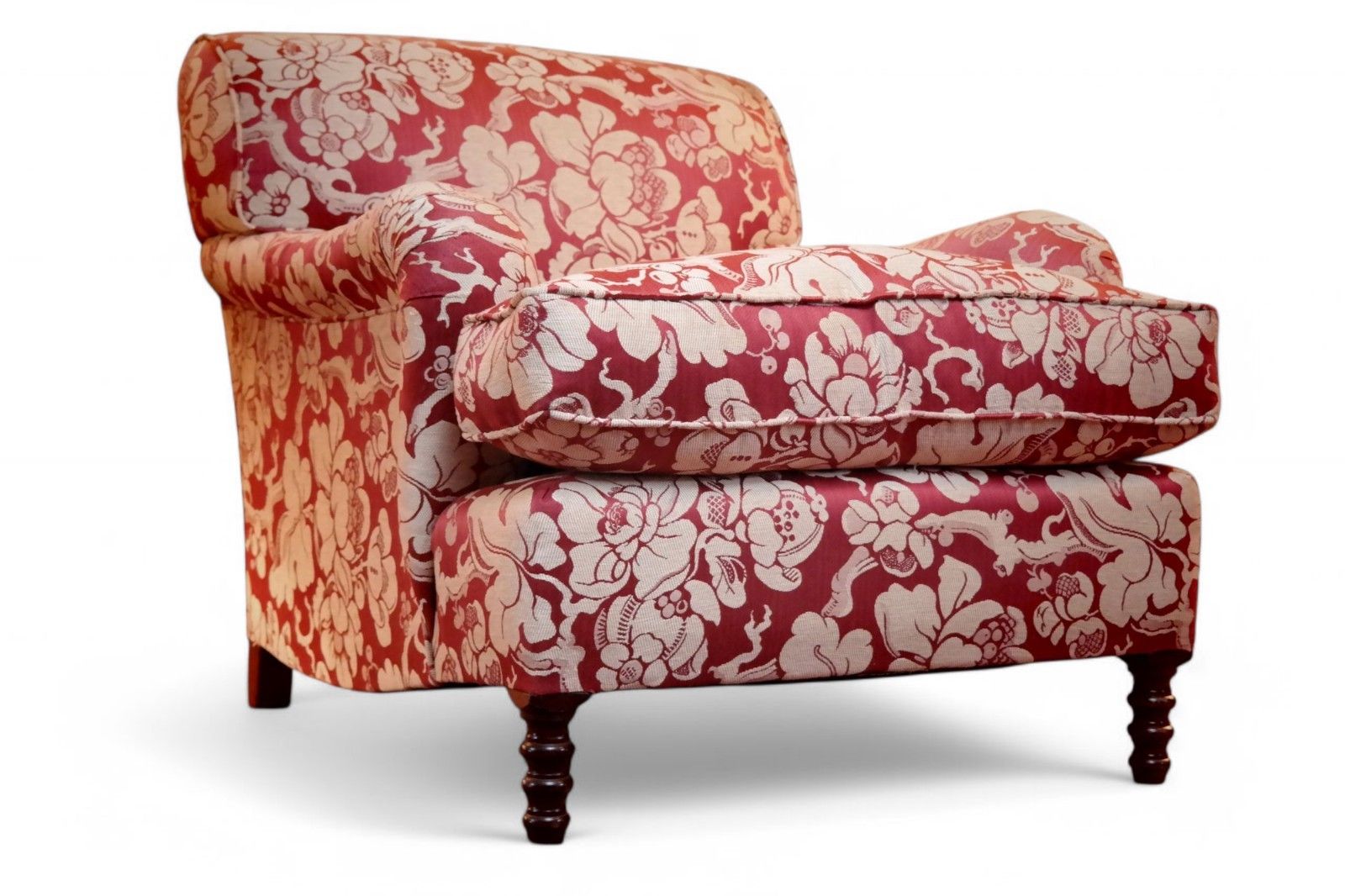 George Smith Standard Signature Large Armchair Footstool Spice Japonais Fabric🚚 photo furniture