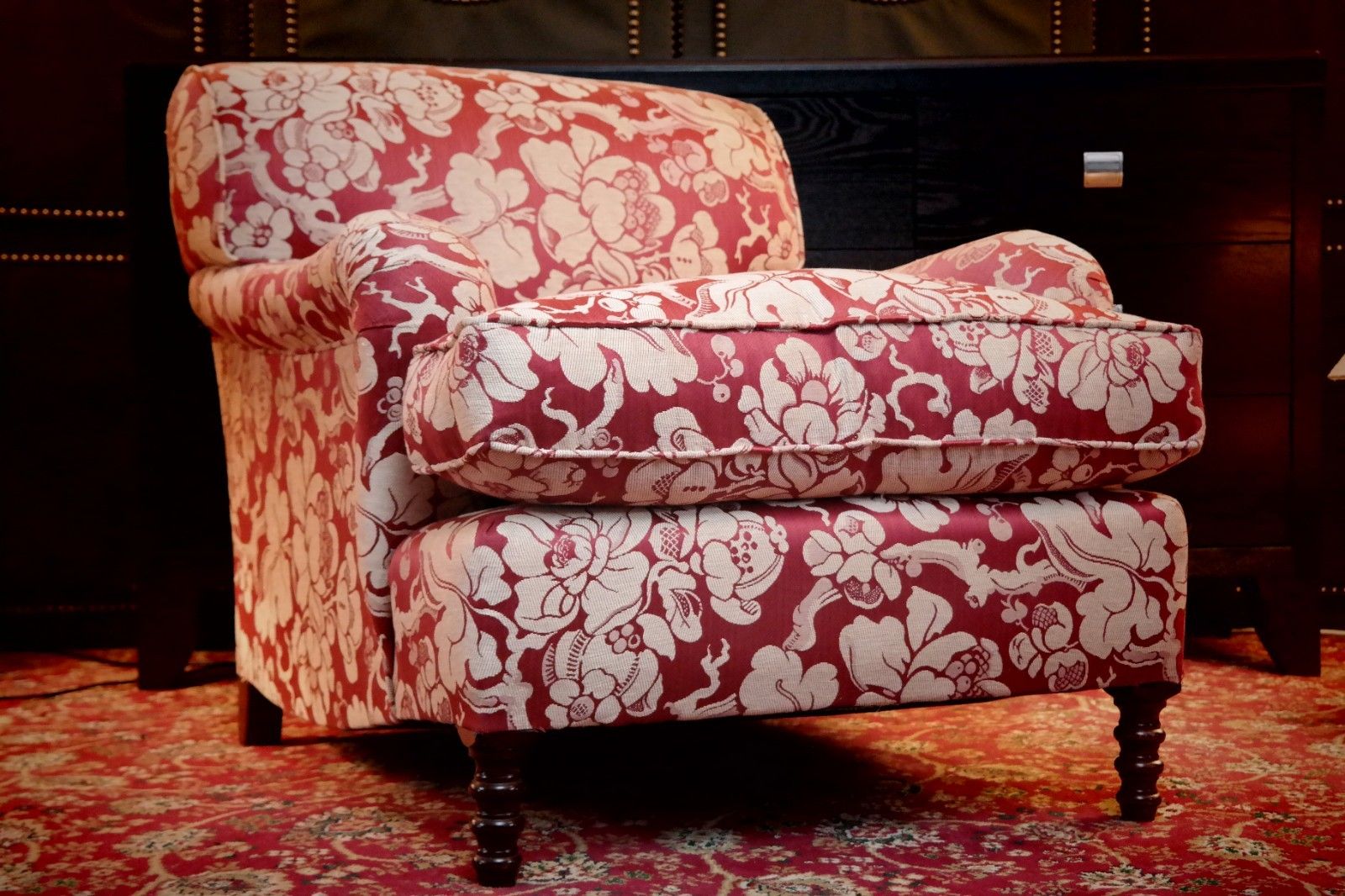 photo for sale George Smith Standard Signature Large Armchair Footstool Spice Japonais Fabric🚚