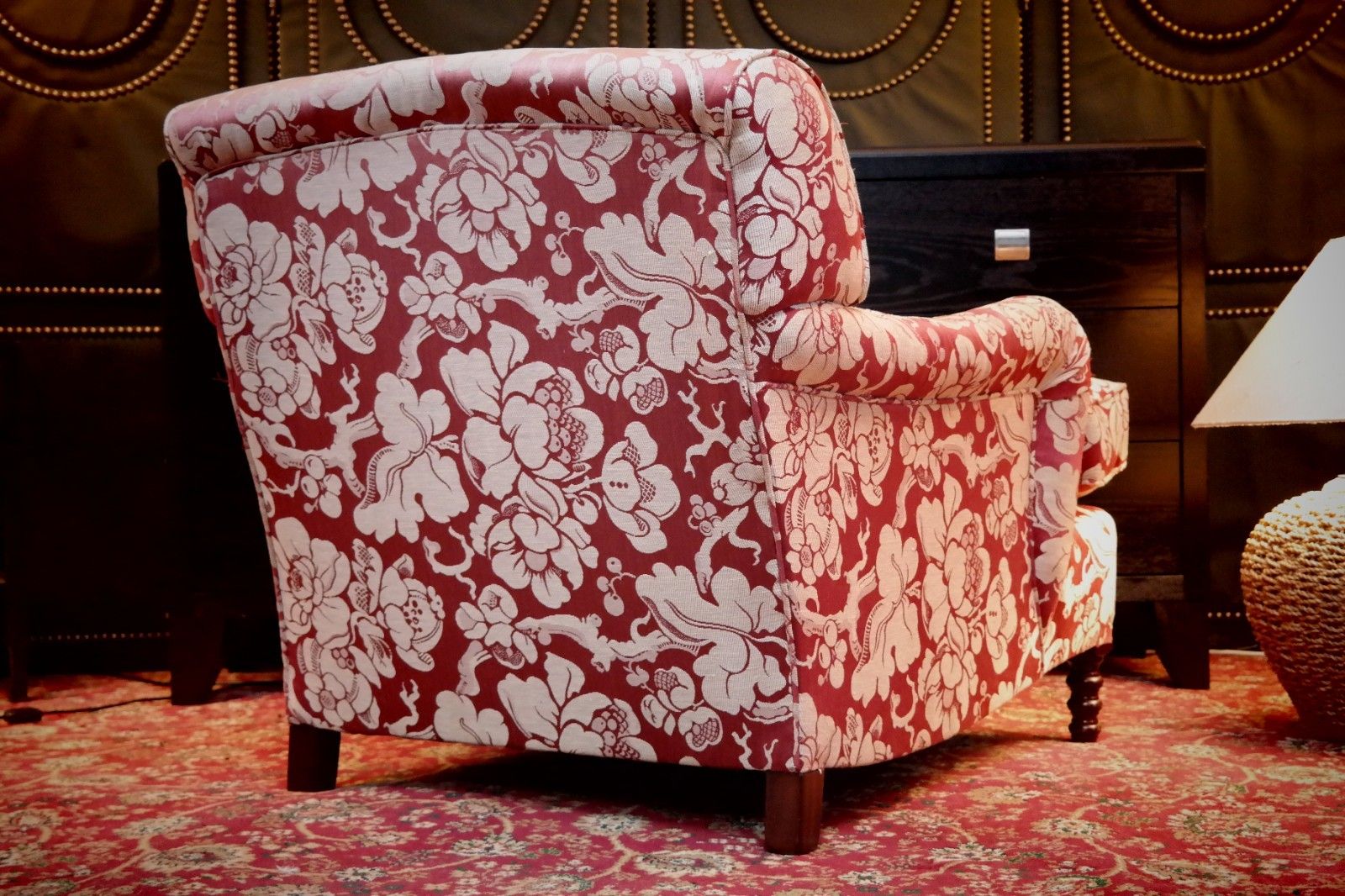 photo vinterior George Smith Standard Signature Large Armchair Footstool Spice Japonais Fabric🚚