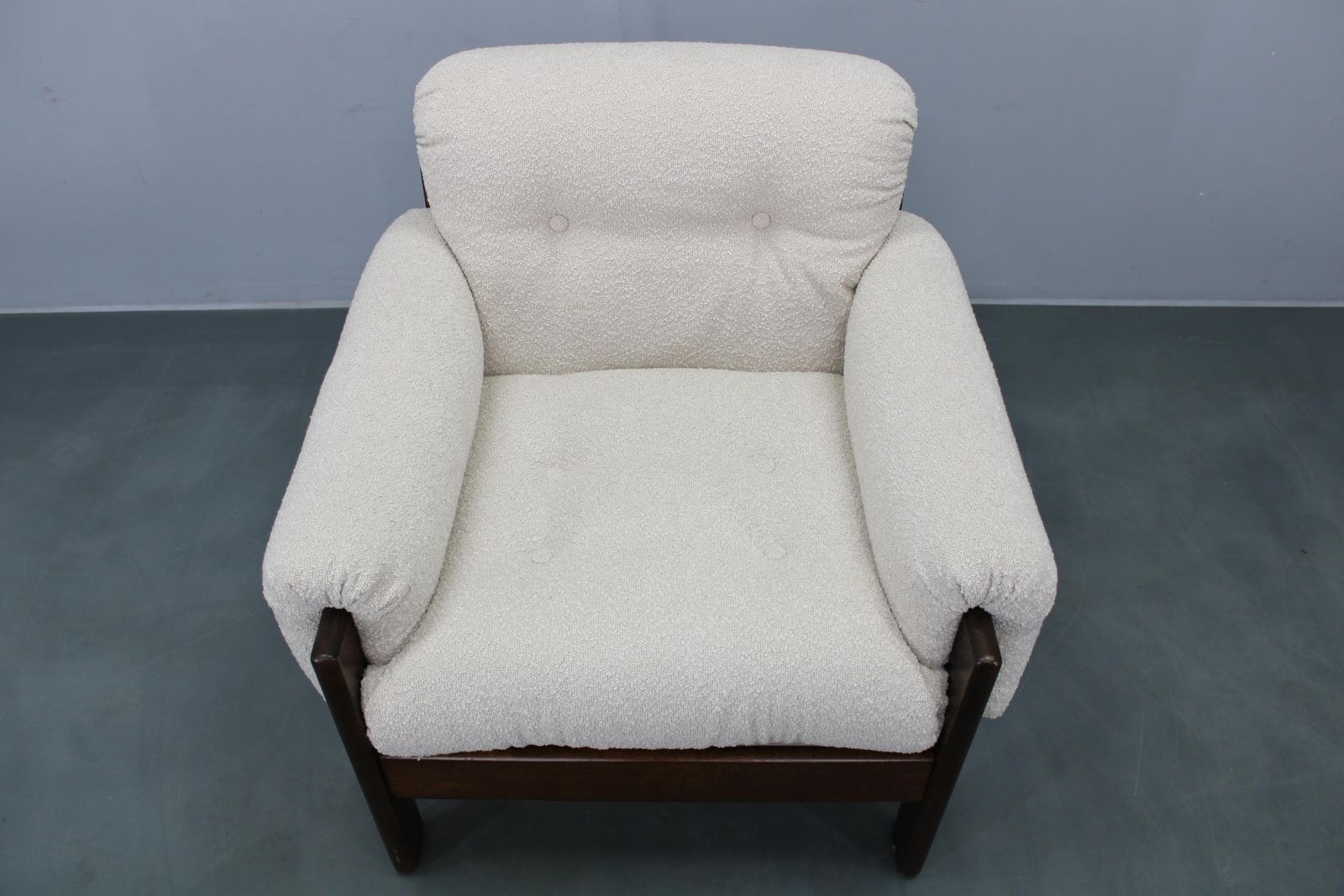 Mid Century Restored Bouclé Armchair, Czechoslovakia 1970s photo vintage
