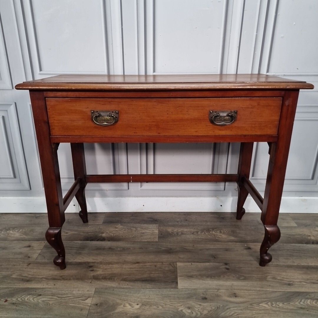 Antique Style Console Table Mahogany Desk Lamp Drawer Georgian Revival Wood photo for sale