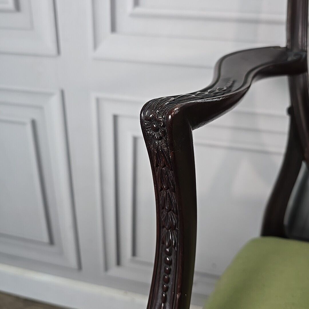 photo furniture Antique Mahogany Double Chair Salon Settee Hepplewhite Sheraton Revival Shield