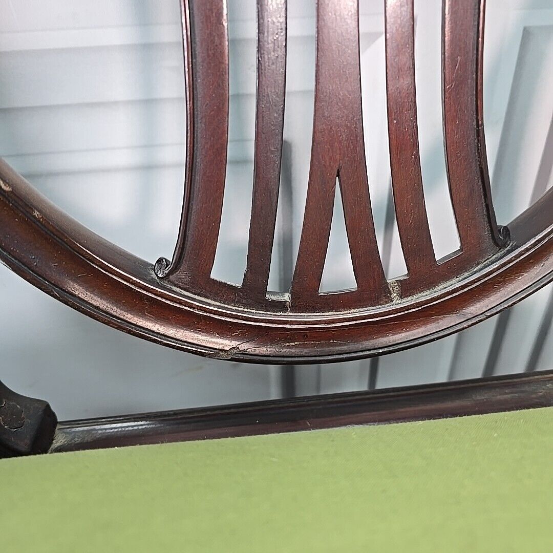 290.0 Antique Mahogany Double Chair Salon Settee Hepplewhite Sheraton Revival Shield photo