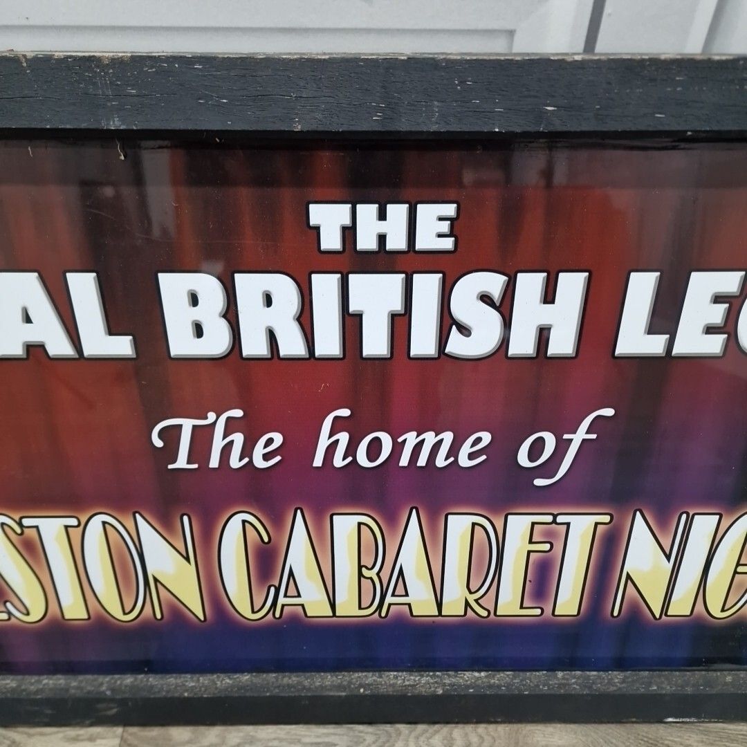 Retro Royal British Legion Sign Memorabilia Man Cave Pop Art Beeston Cabaret photo vintage