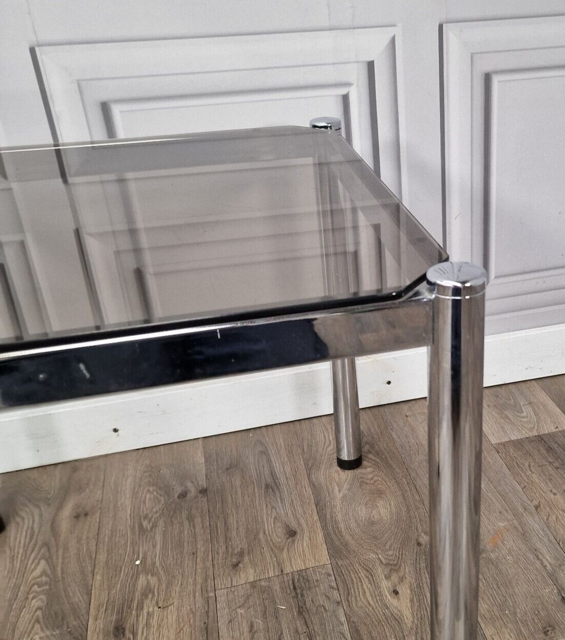 photo buy Retro Coffee Side Table Chrome Smoked Glass Vintage Mid Century Modern