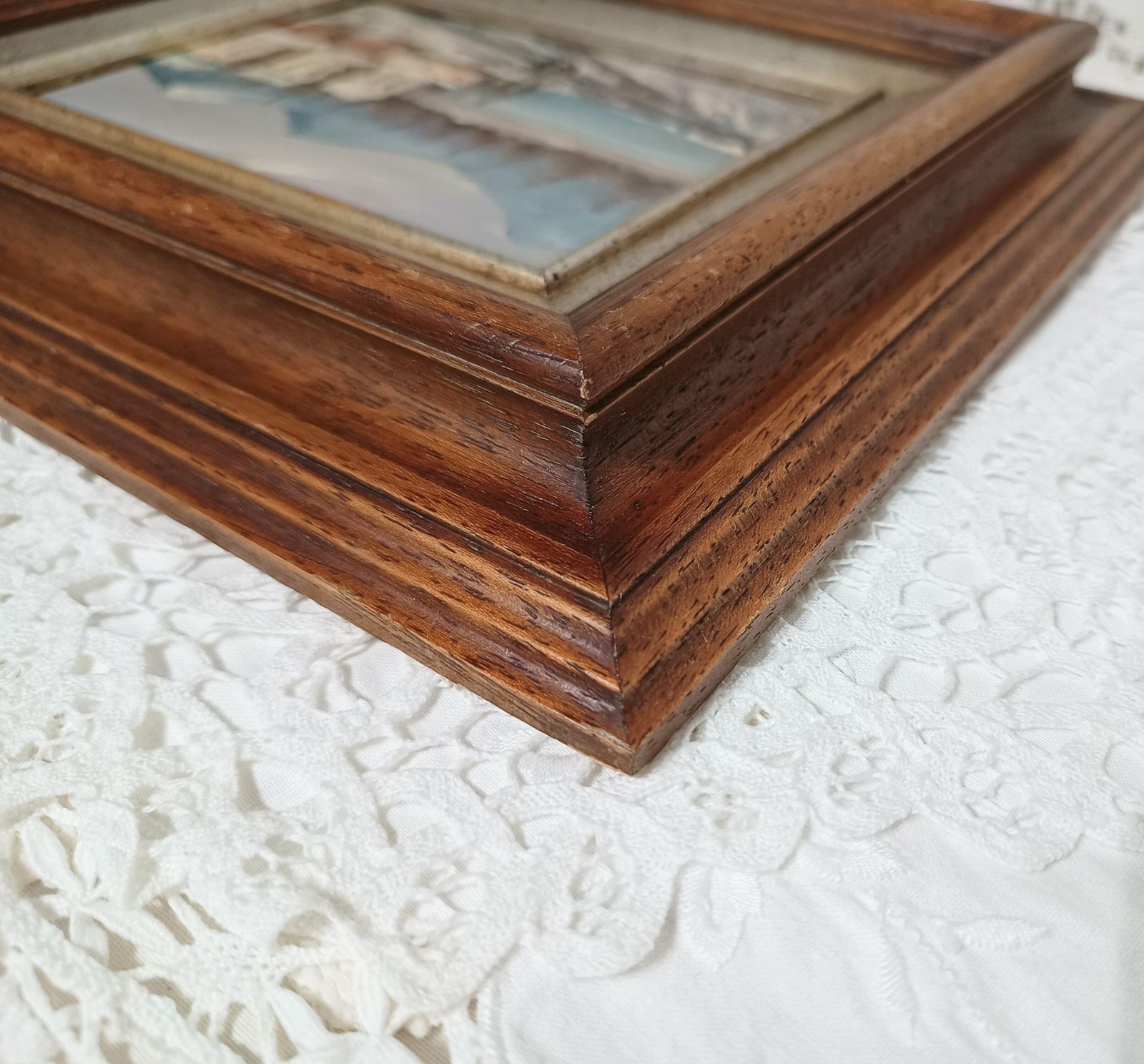 Small Oil Painting Mountain Village Landscape Imprestionist Style Framed. photo vinterior