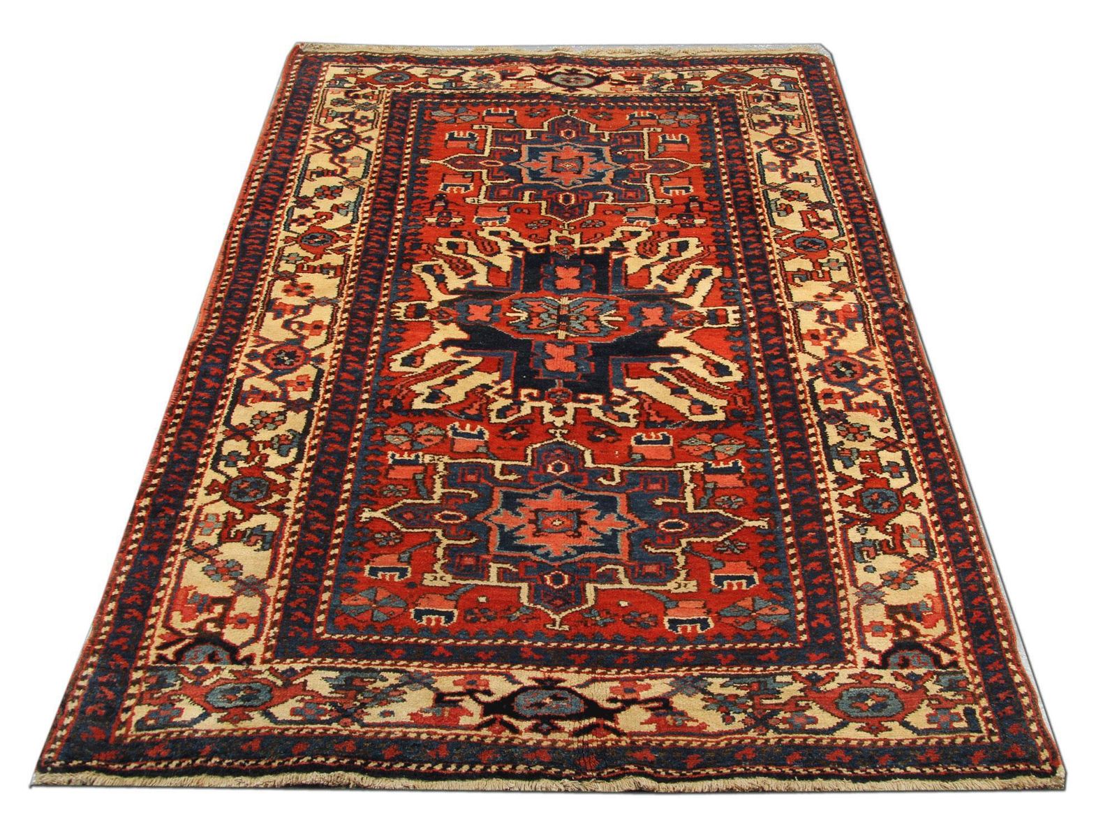 Rustic Handmade Carpet Oriental Geometric Rug Rust Wool Livingroom Rug photo vinterior