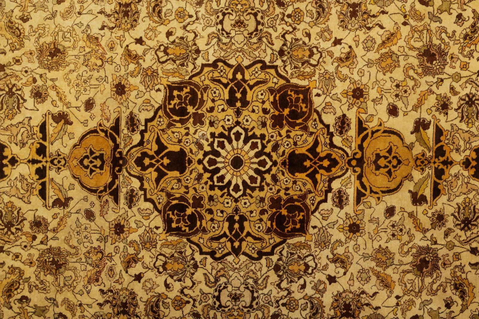Hand Knotted Antique Rug, Beige Gold Floral Living Room Rug photo furniture
