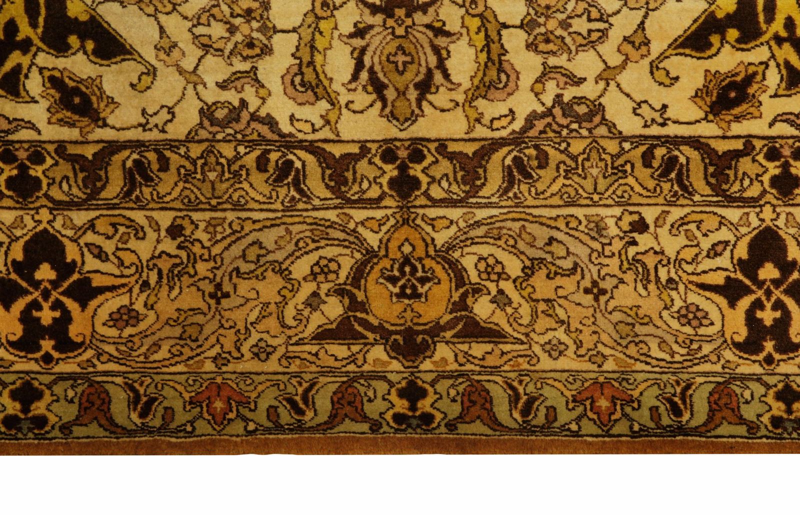 Hand Knotted Antique Rug, Beige Gold Floral Living Room Rug photo for sale